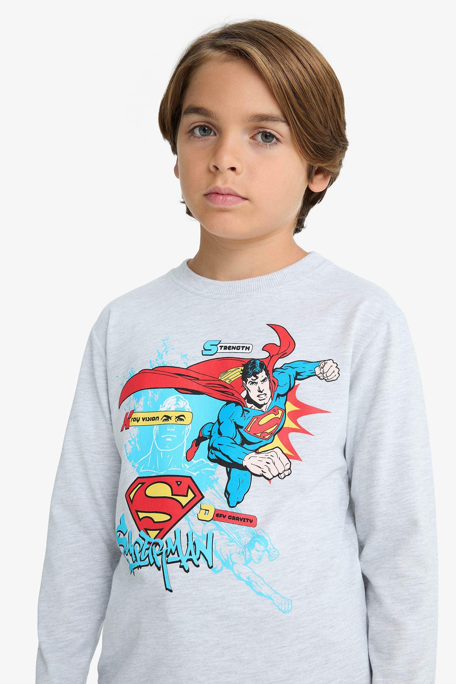 Boy Superman Crew Neck Long Sleeve T-Shirt