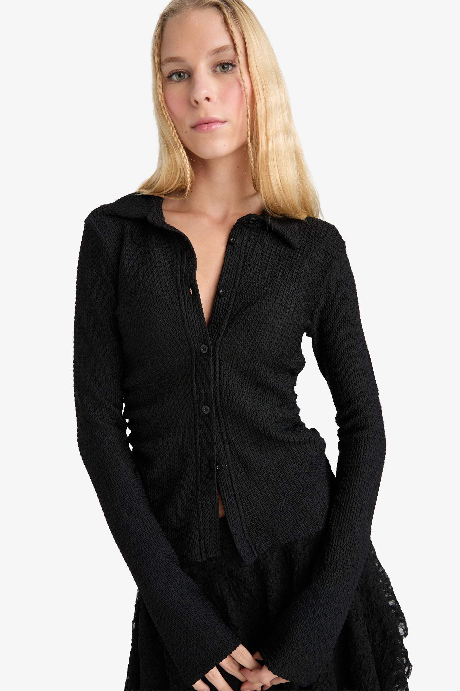 Chemise en bürümcük à manches longues Coupe ajustée