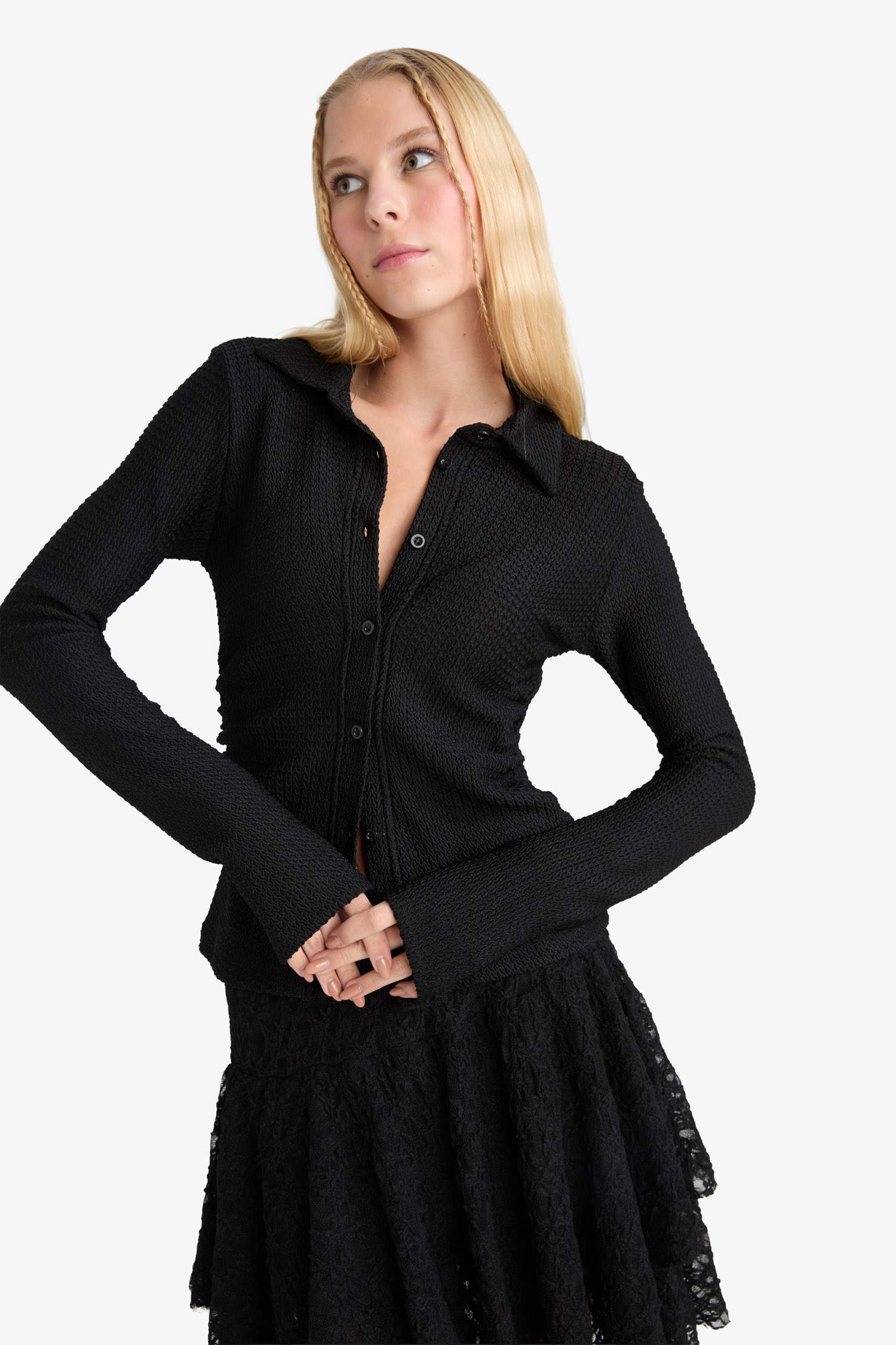 Chemise en bürümcük à manches longues Coupe ajustée