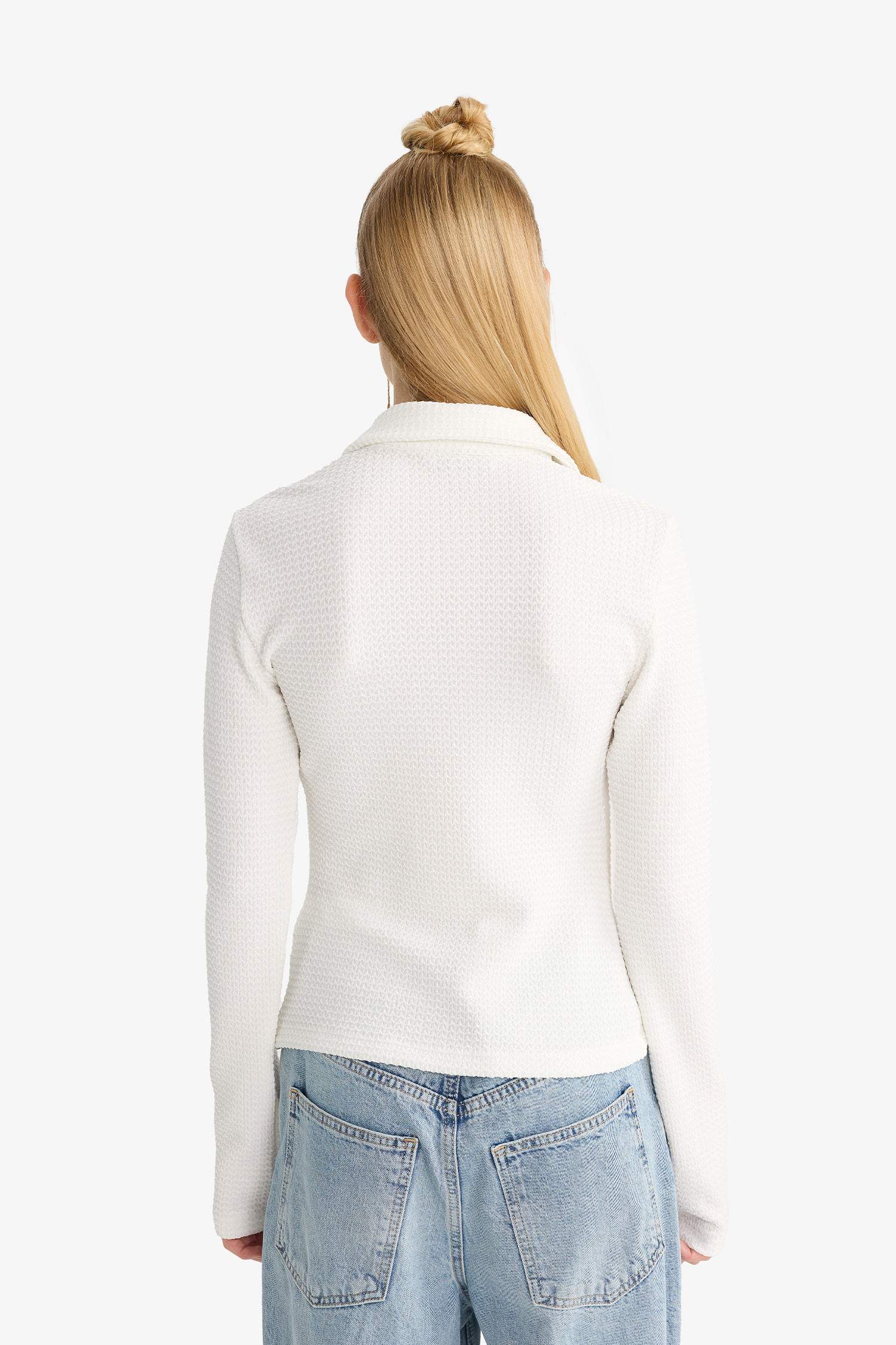Fitted Crepe Long Sleeve Shirt