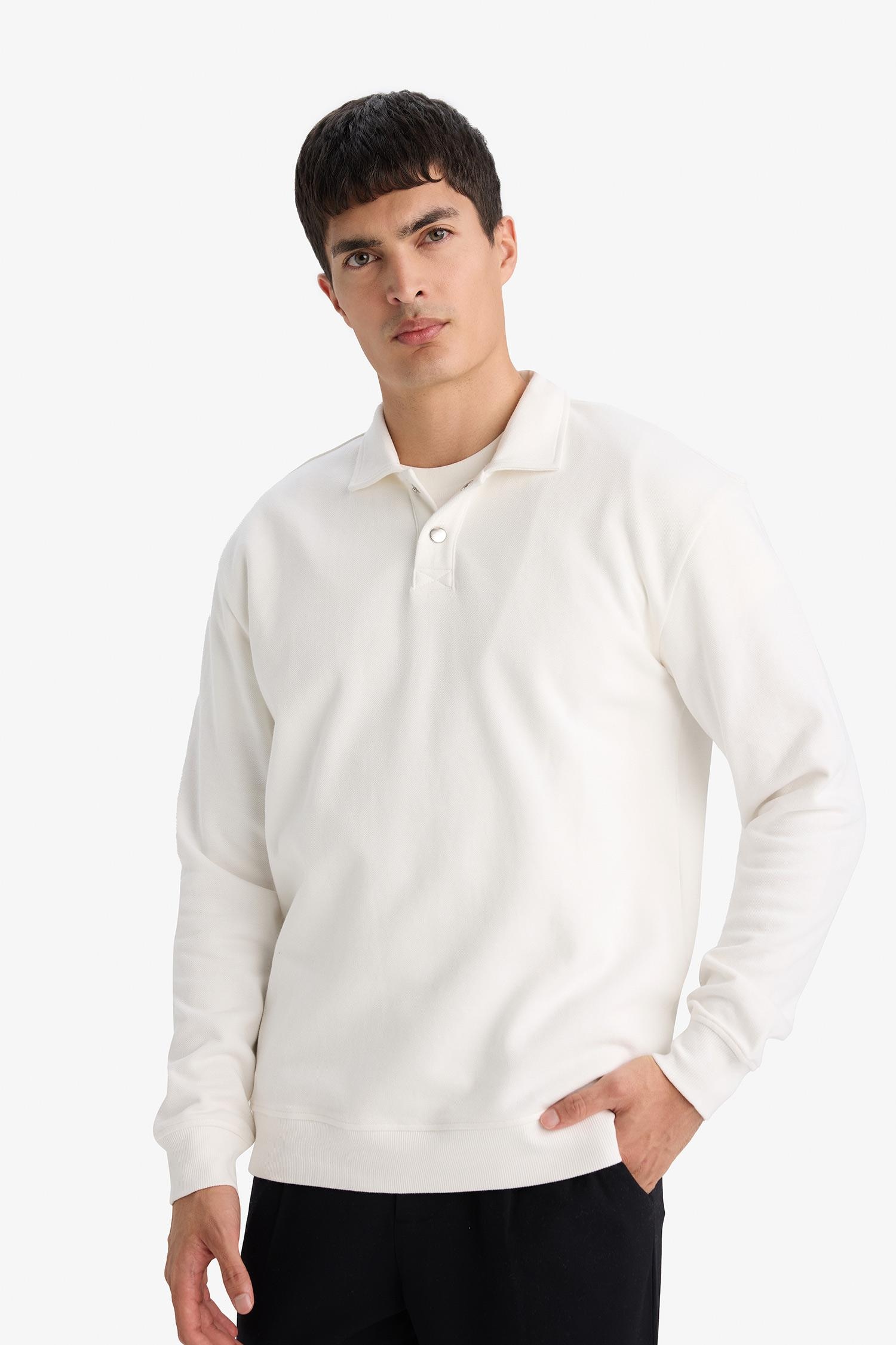 DeFacto Pamuklu Regular Fıt Sweatshirt görsel 5