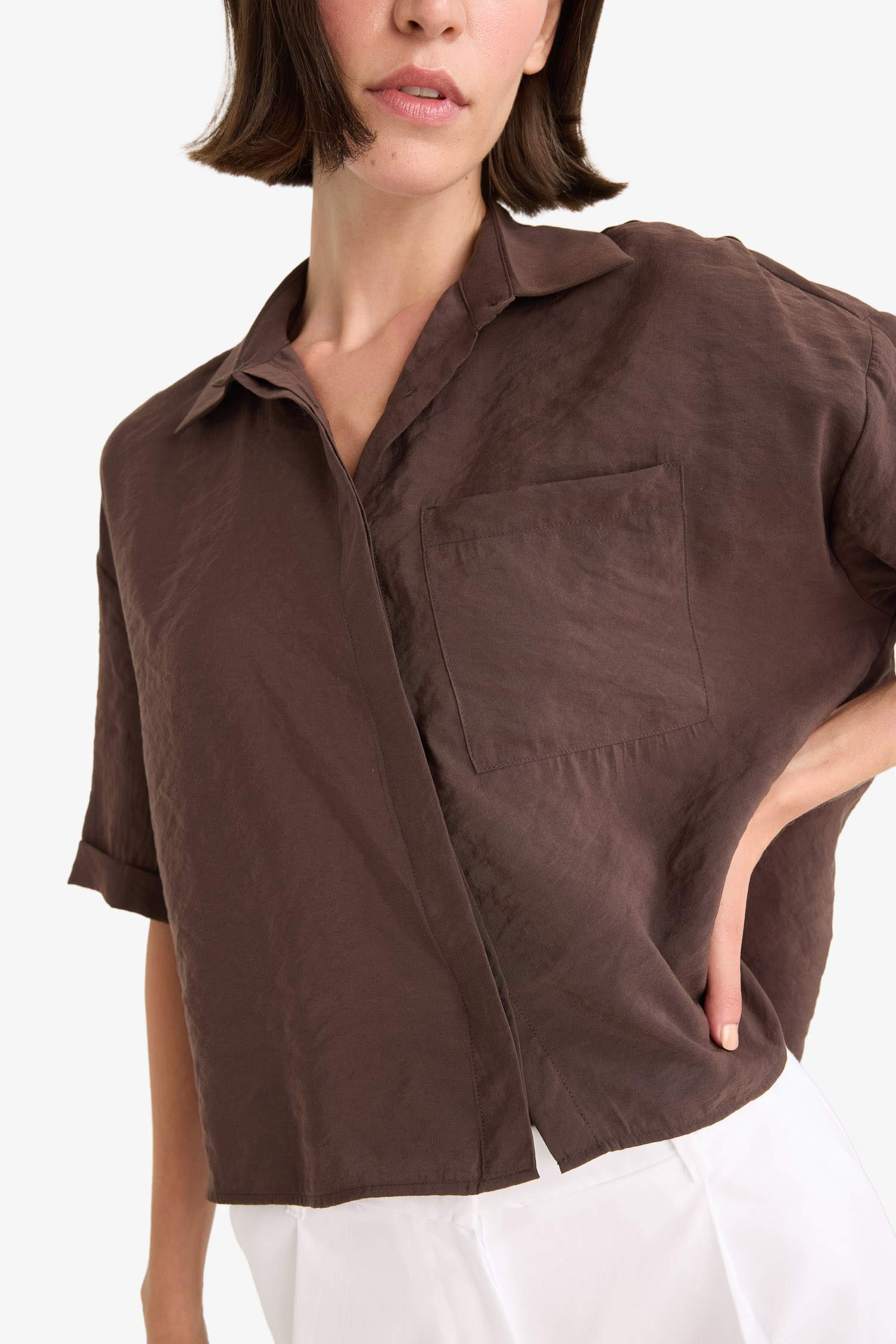 Loose Fit Modal Kısa Kollu Gömlek