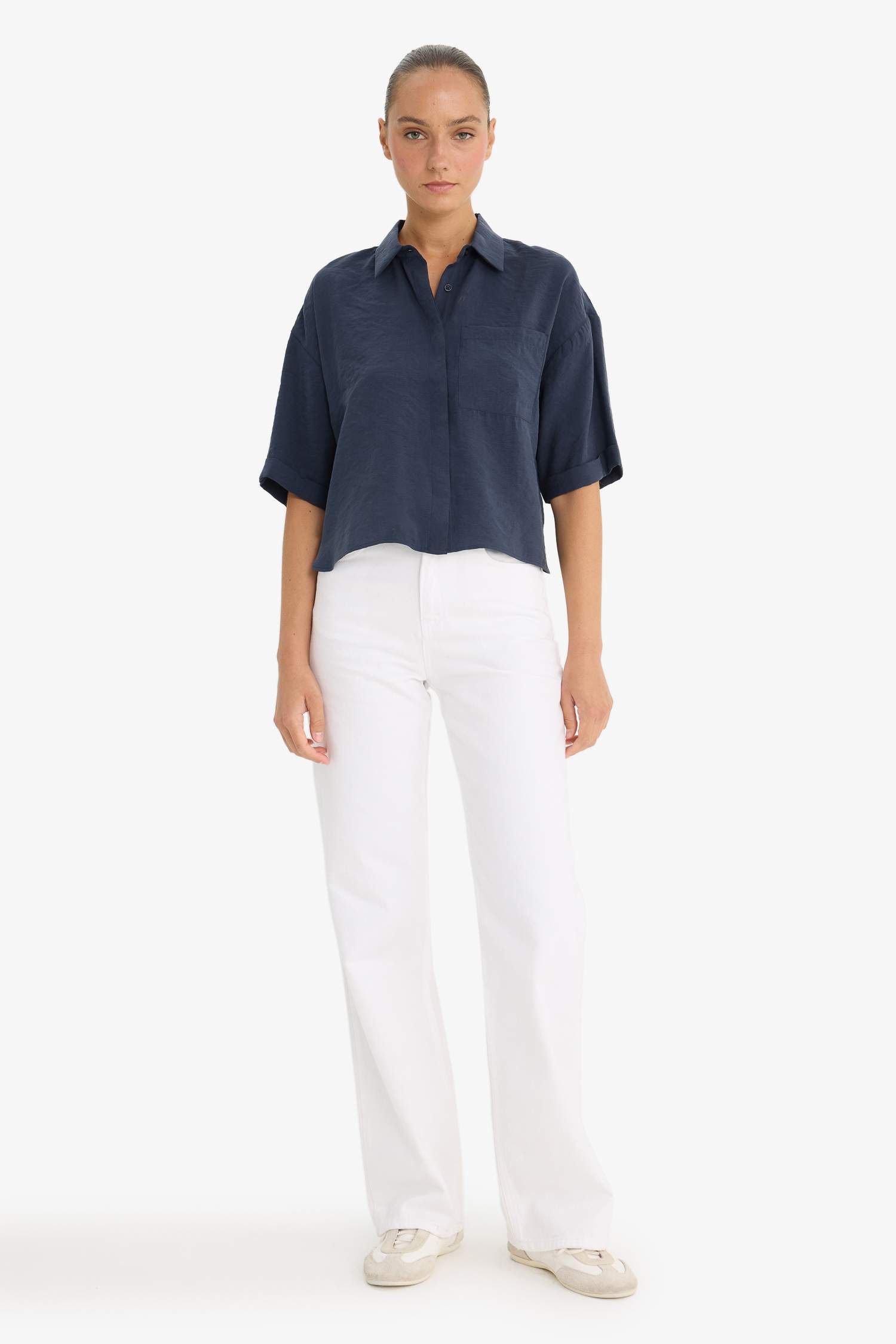 Loose Fit Modal Kısa Kollu Gömlek