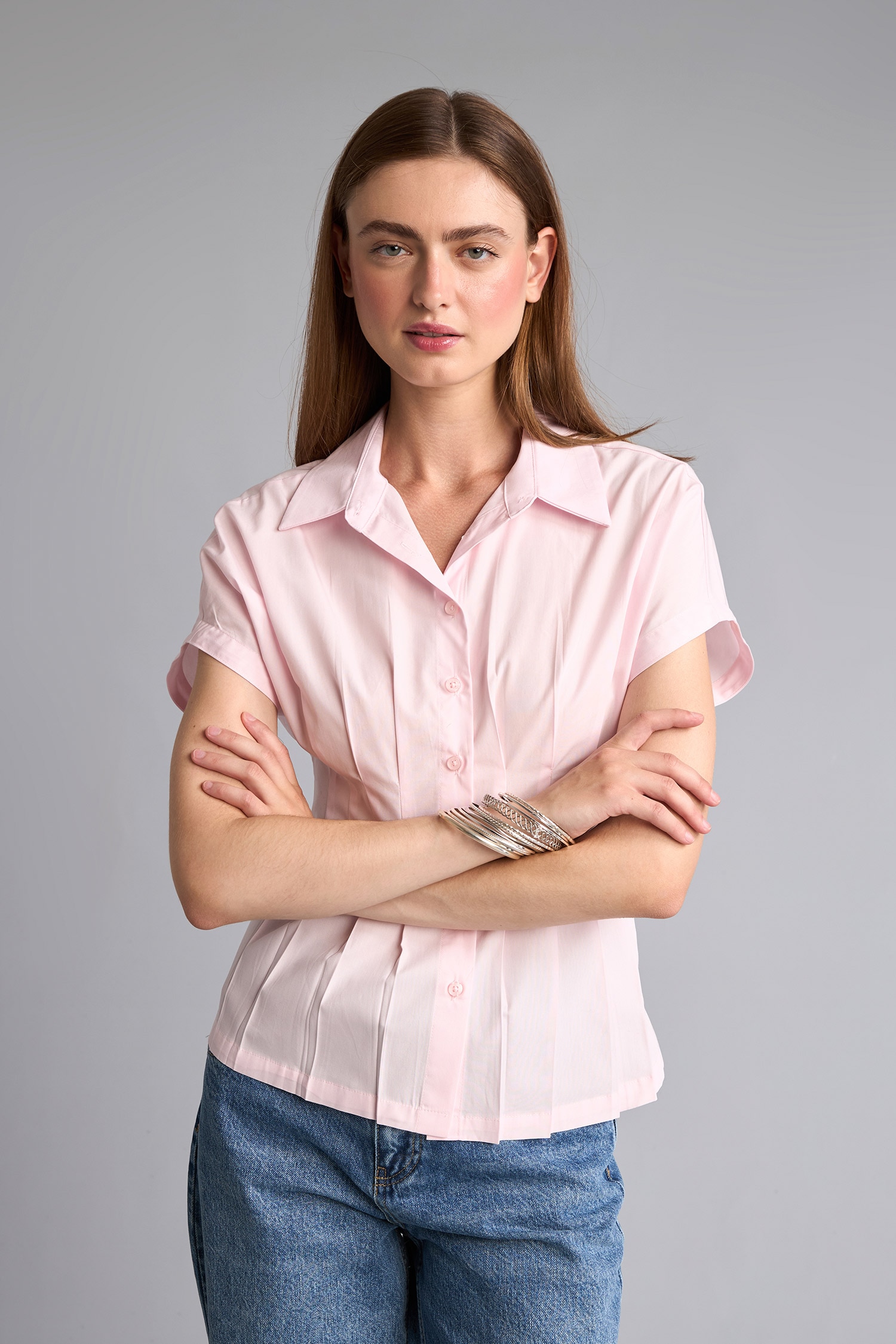 DeFacto %100 Pamuk Fitted Kısa Kollu Poplin Gömlek görsel 3