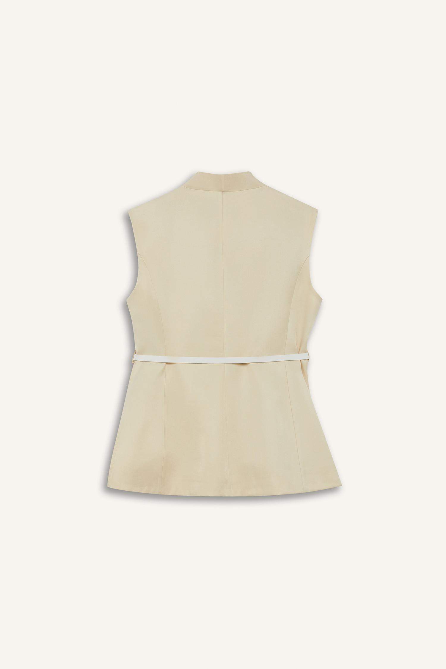 Regular Fit Kemerli Kolsuz Yelek