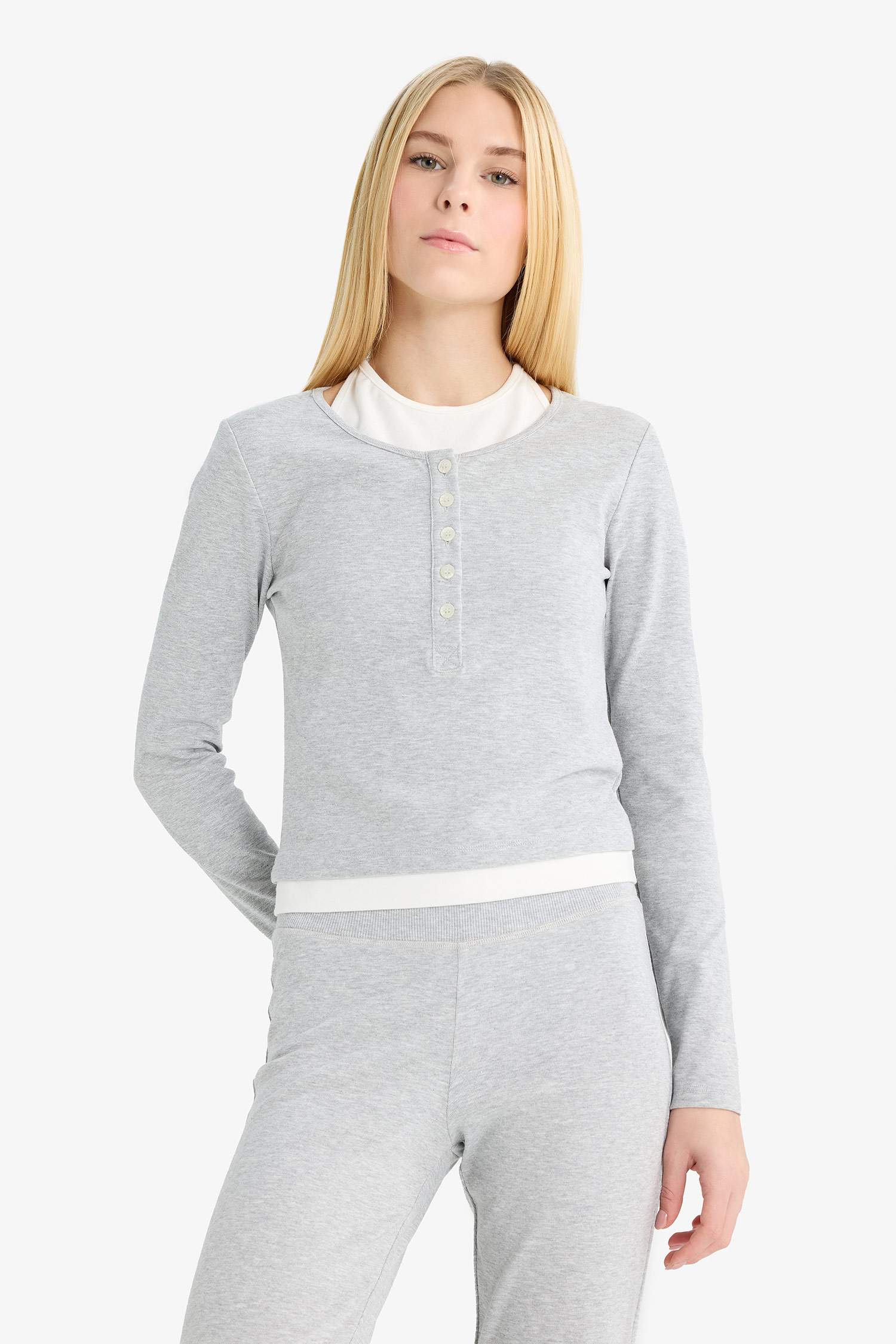 Halter Neck Ribbed Long Sleeve T-Shirt