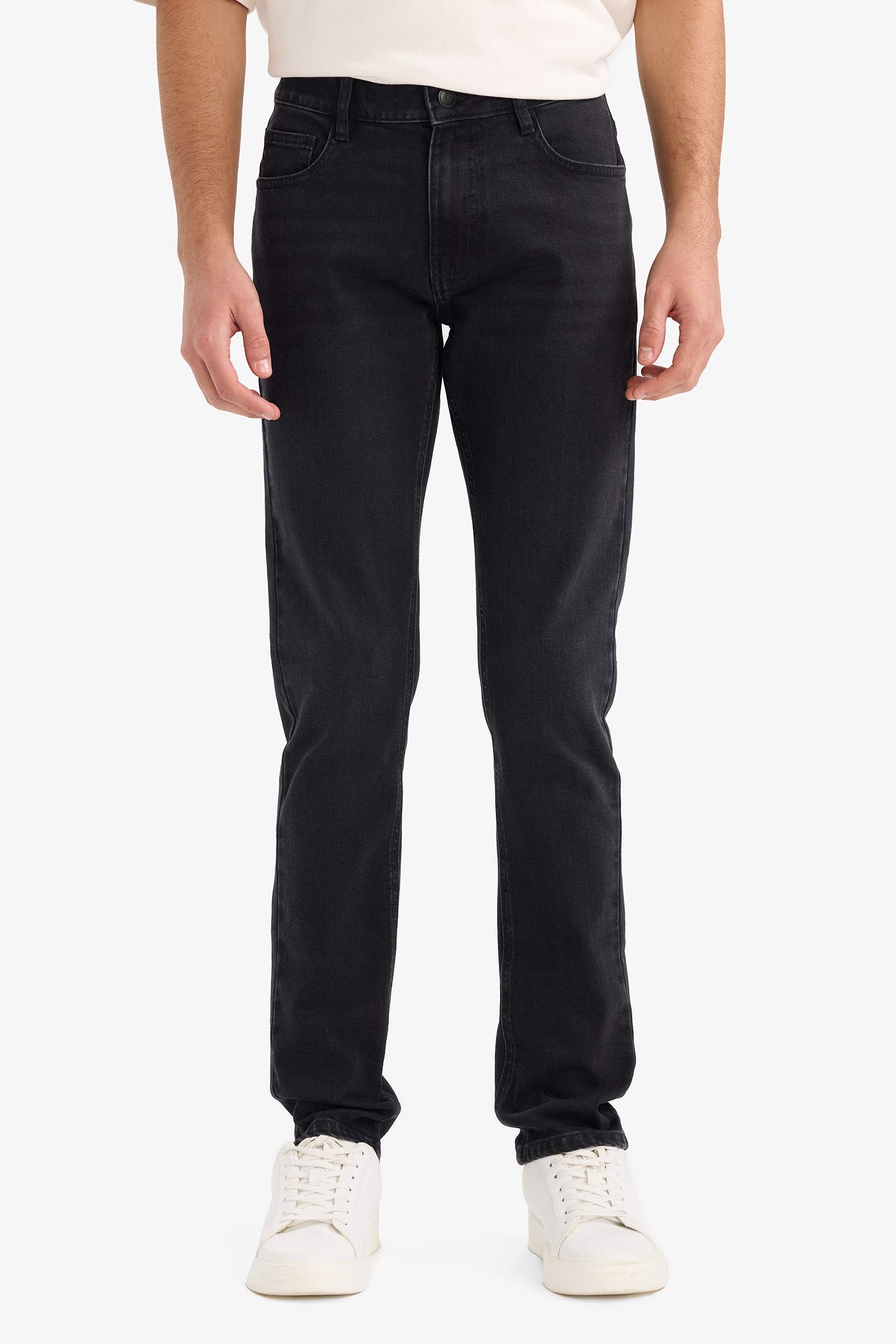 Pedro Slim Fit тарылған балақты ескірген эффектісі бар джинс шалбар