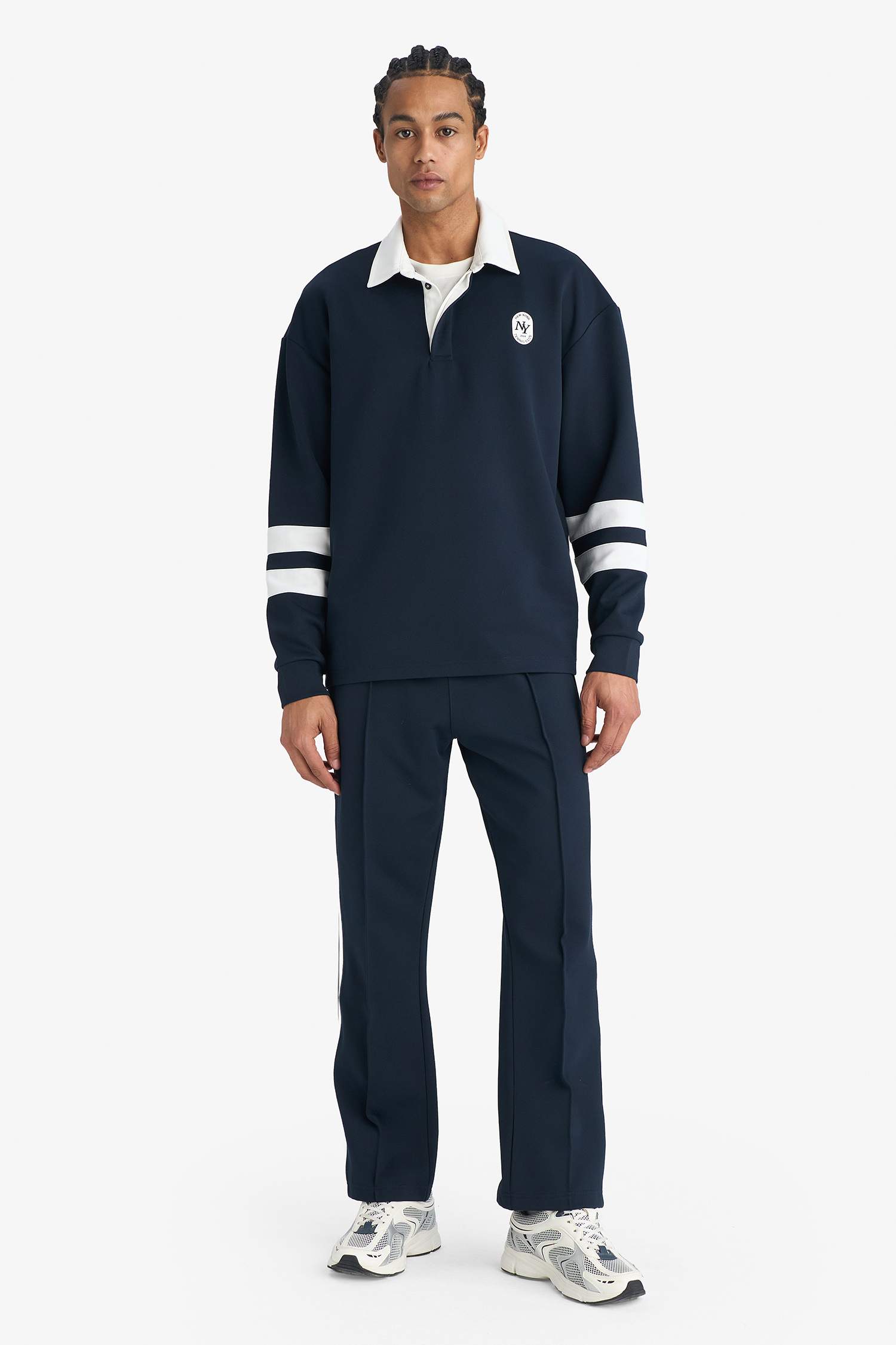 Boxy Fit поло жағалы спорттық свитшот