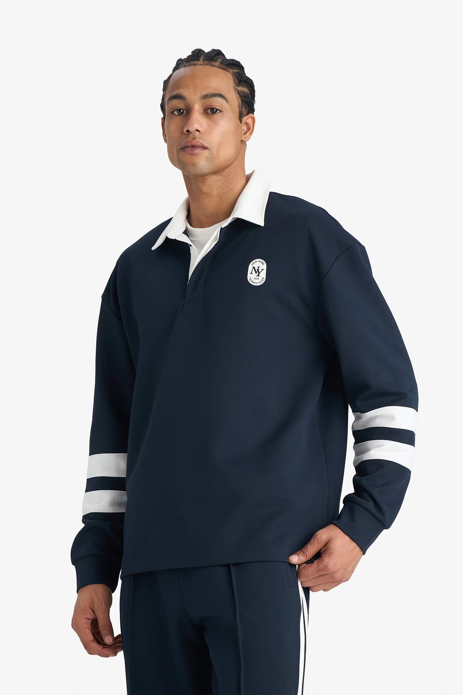 Boxy Fit поло жағалы спорттық свитшот