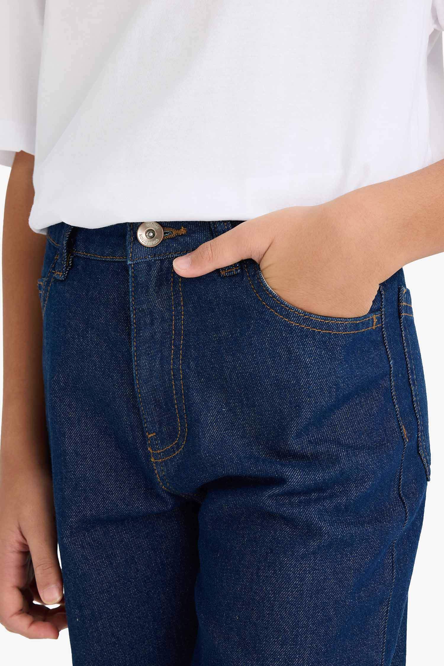 Erkek Çocuk Wide Leg Düz Paça Jean Pantolon