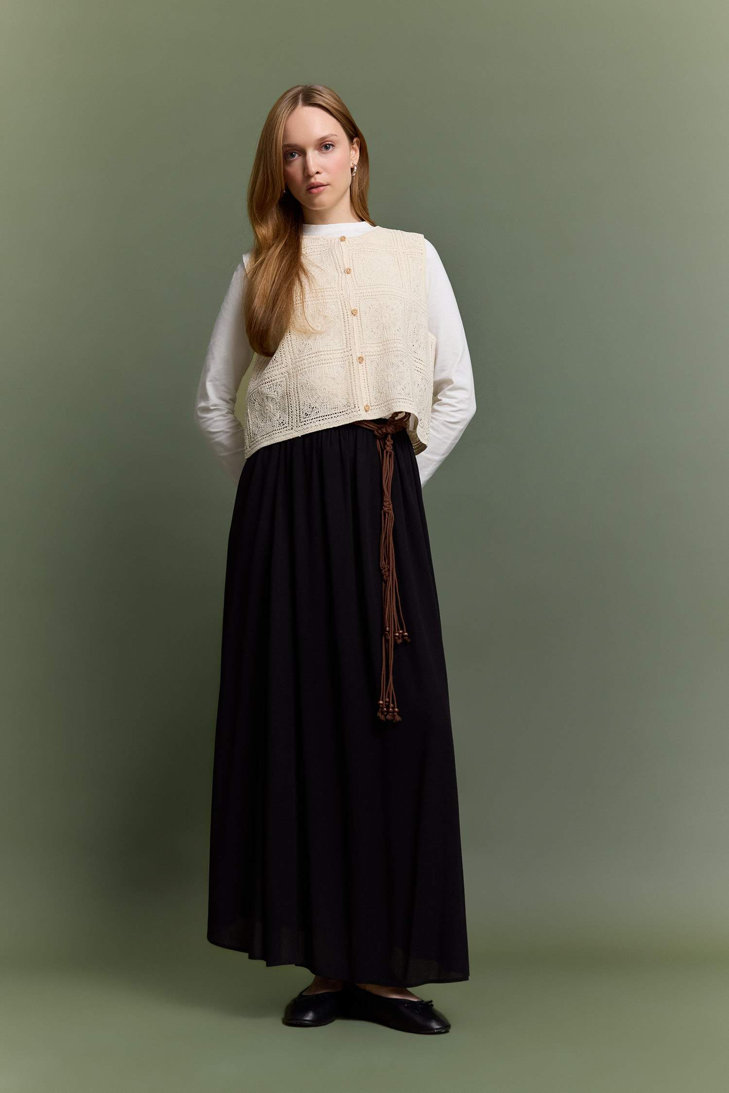 A Cut Crinkle Viscose Maxi Skirt