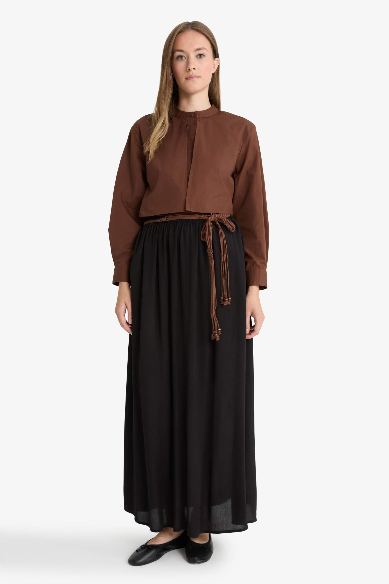 A Cut Crinkle Viscose Maxi Skirt