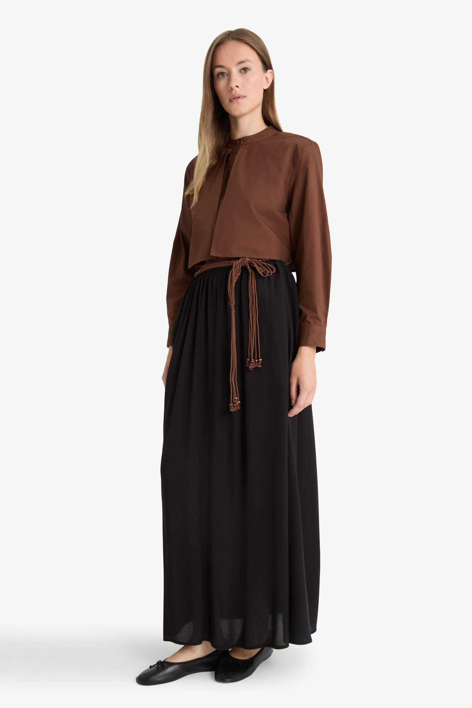 A Cut Crinkle Viscose Maxi Skirt