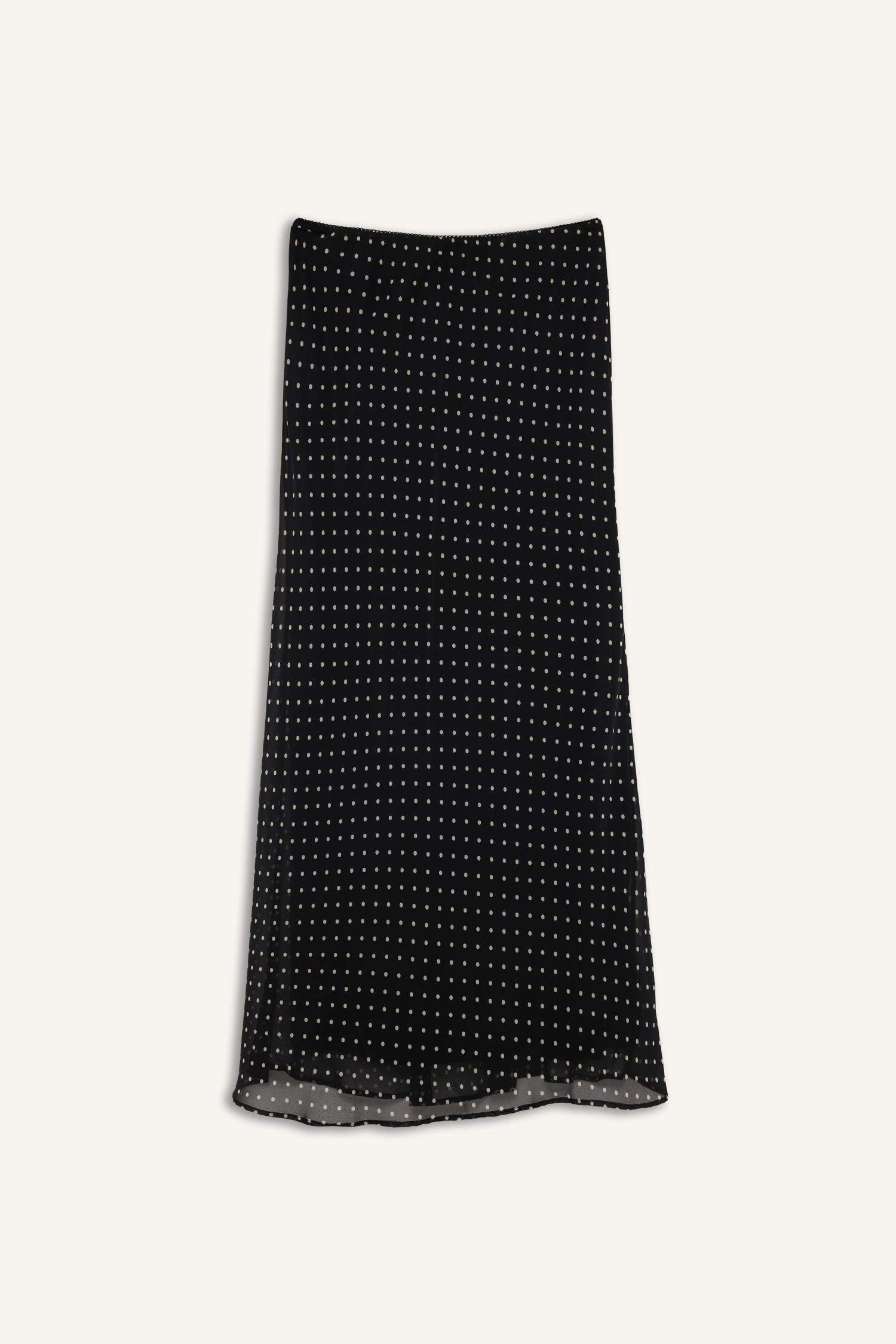 Pencil Polka Dot Regular Waist Lined Chiffon Maxi Skirt