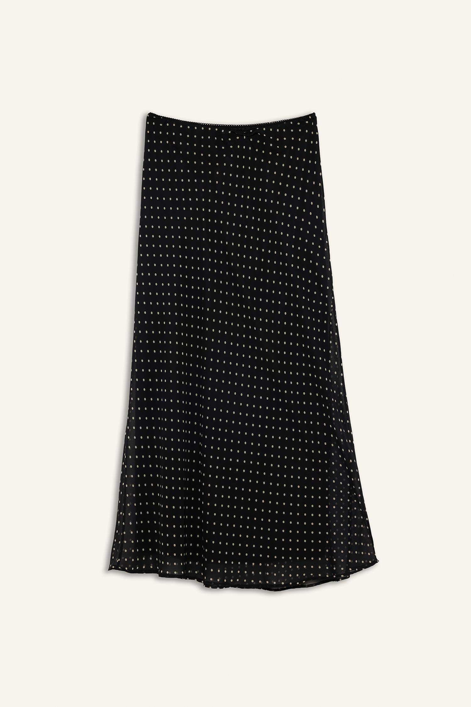 Pencil Polka Dot Regular Waist Lined Chiffon Maxi Skirt