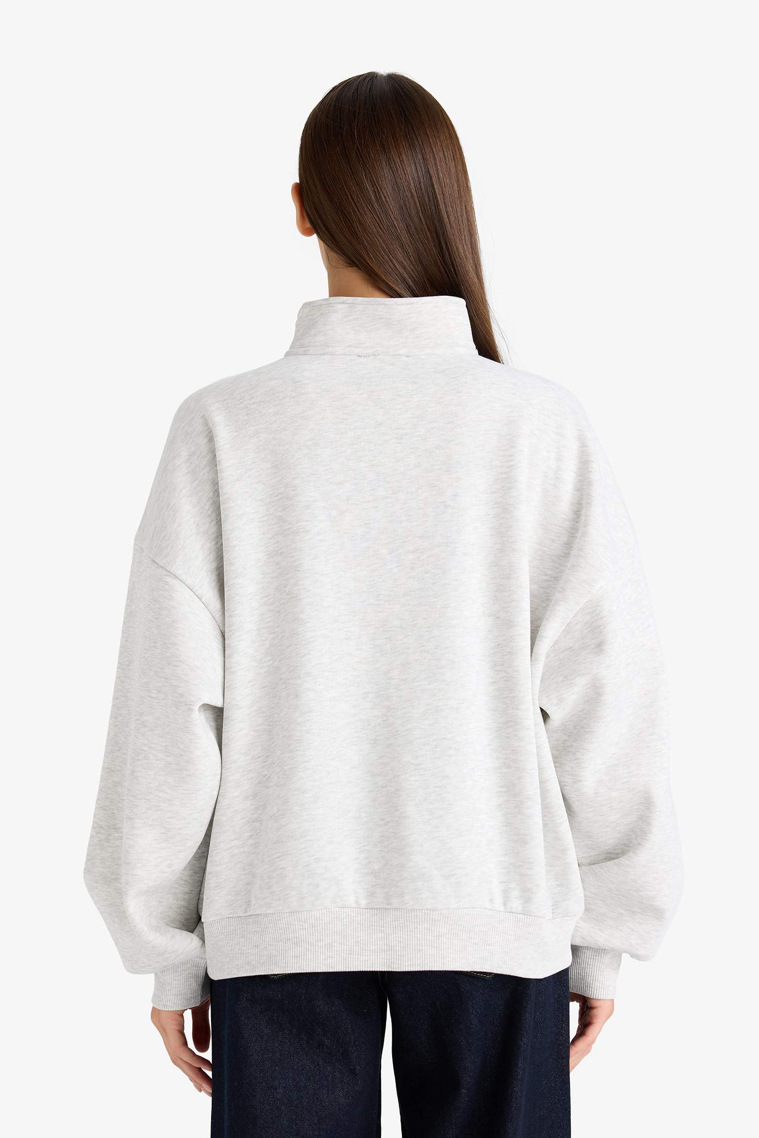 Sweat épais imprimé à demi-fermeture