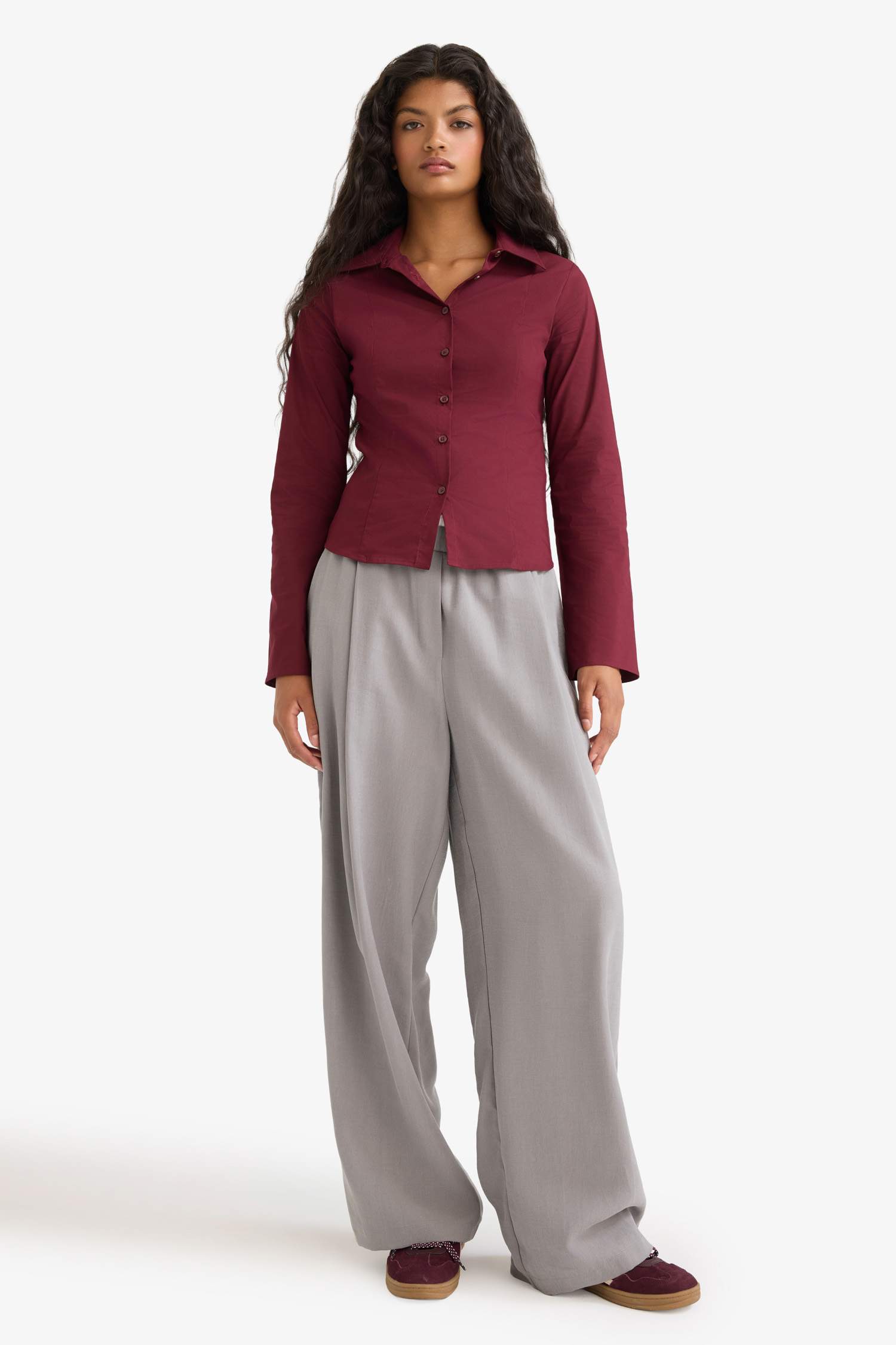 Fitted Poplin Long Sleeve Shirt