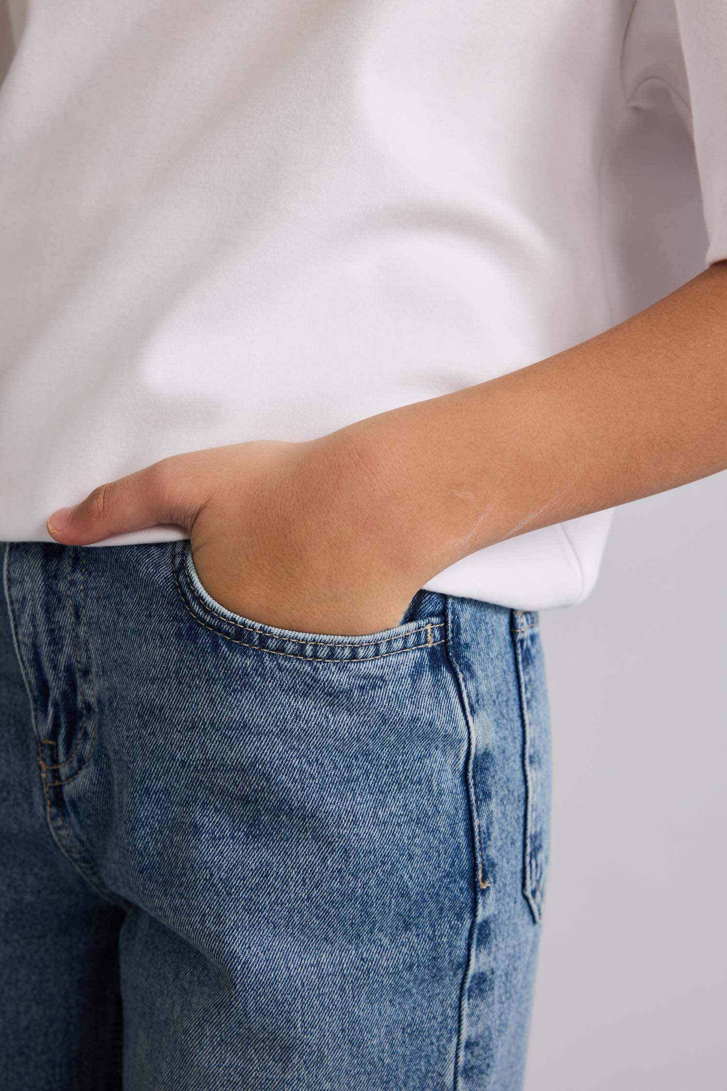 Wide Leg Denim Trousers