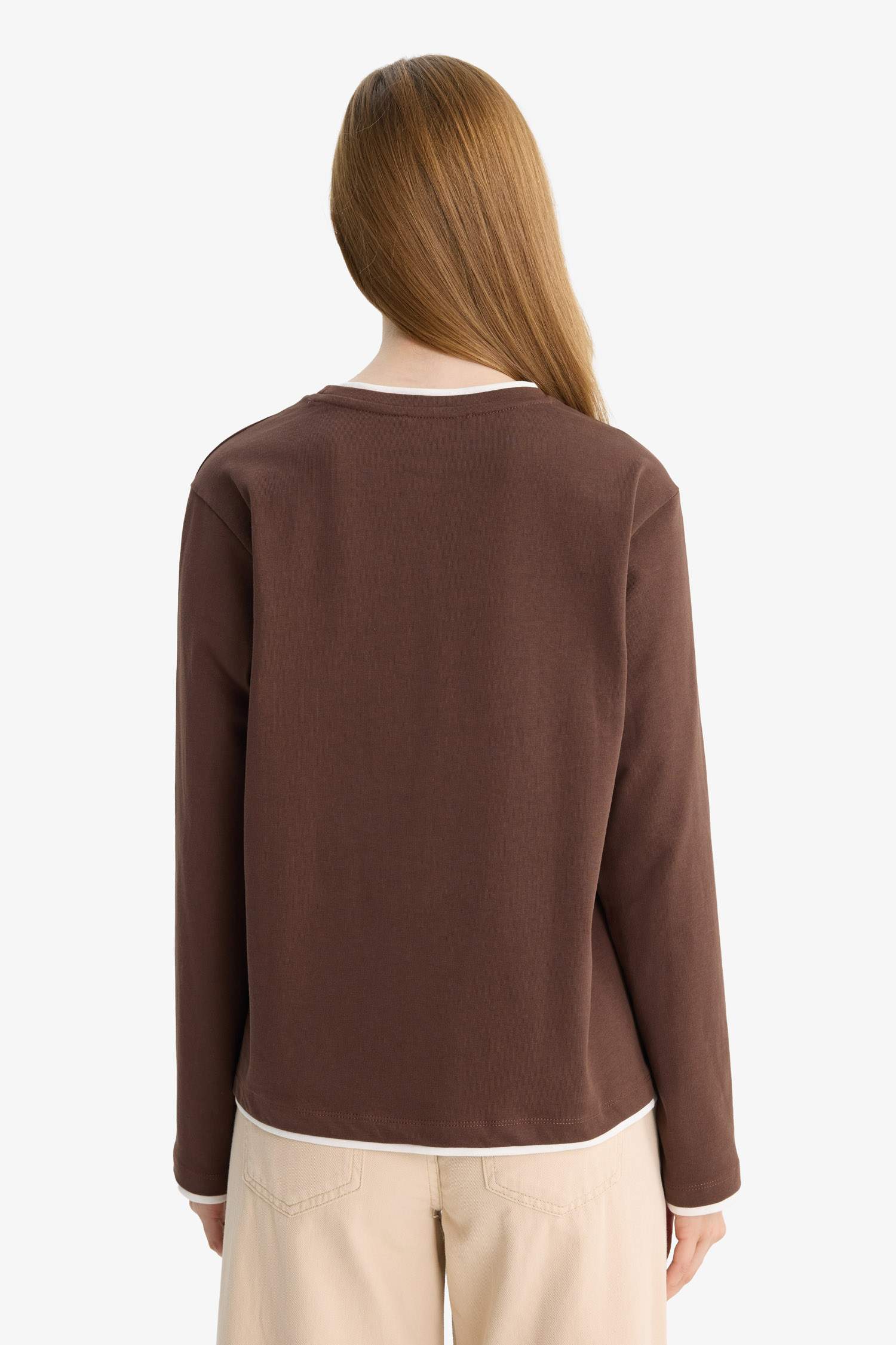 Regular Fit Bisiklet Yaka Uzun Kollu Tişört Tunik