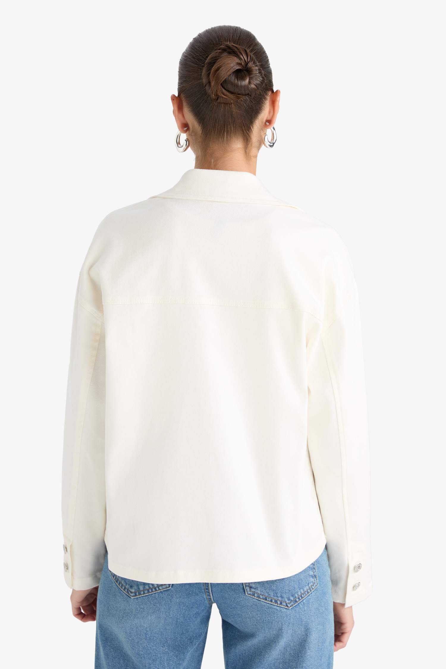 Regular Fit Gömlek Yaka Gabardin Brode Ceket