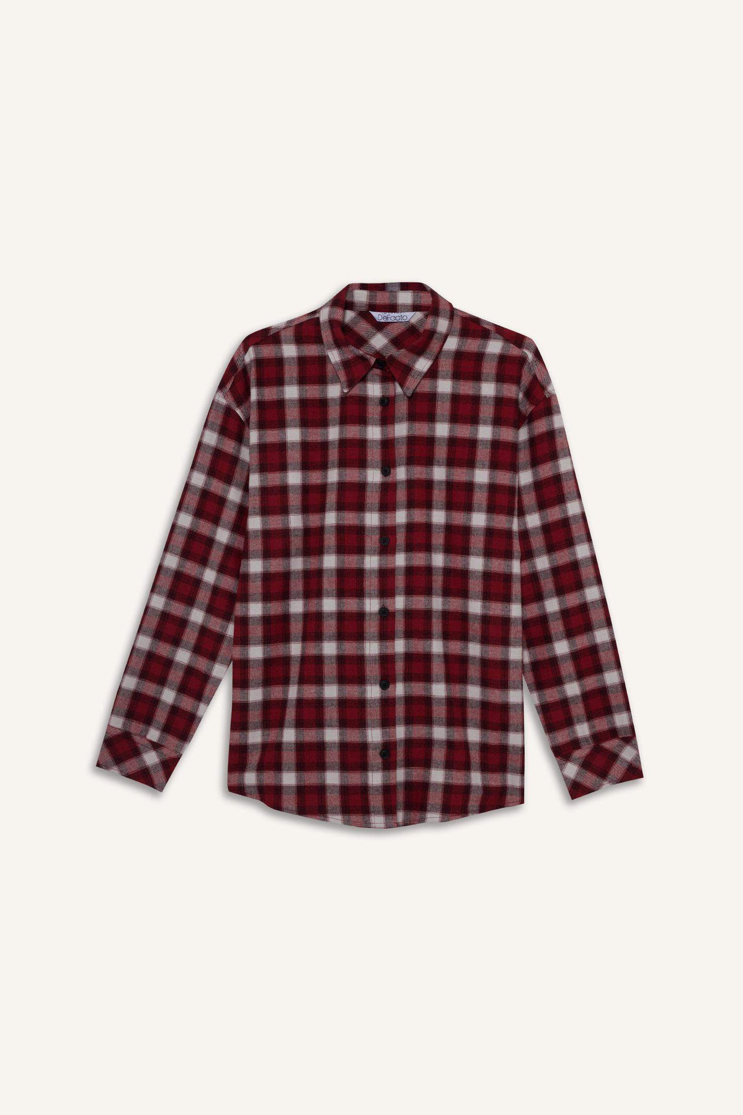 قميص كاروهات ردن طويل اوفر سايز