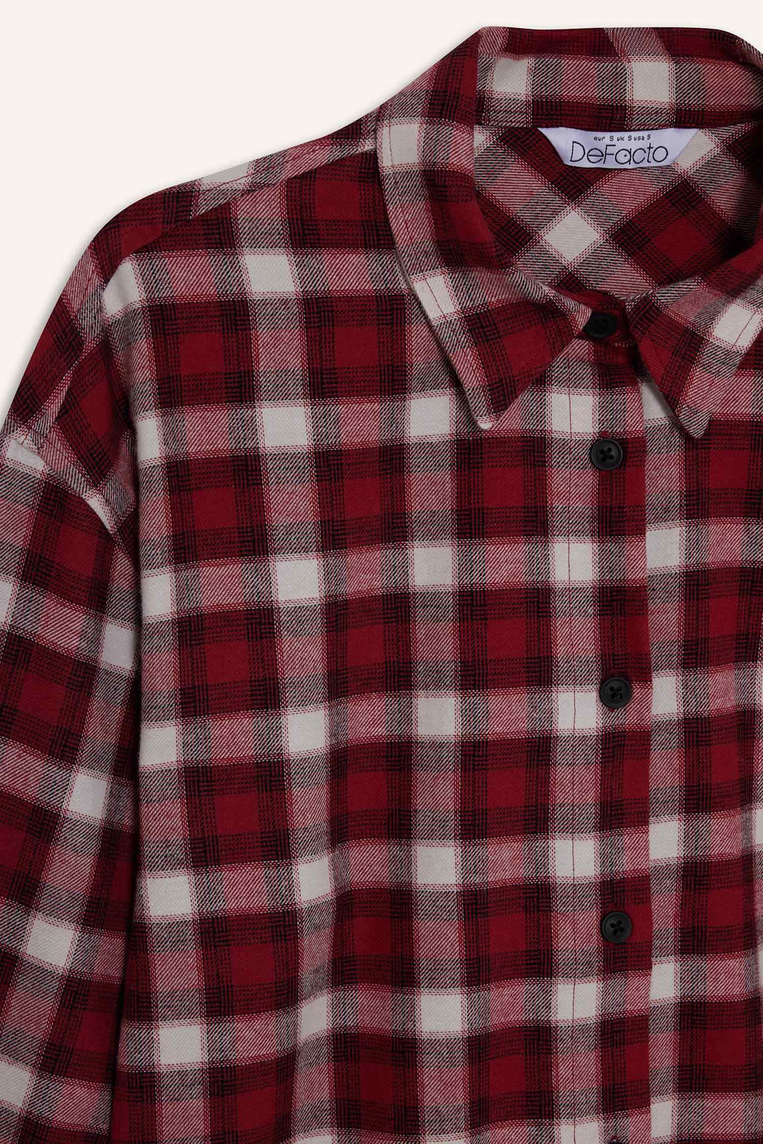 قميص كاروهات ردن طويل اوفر سايز