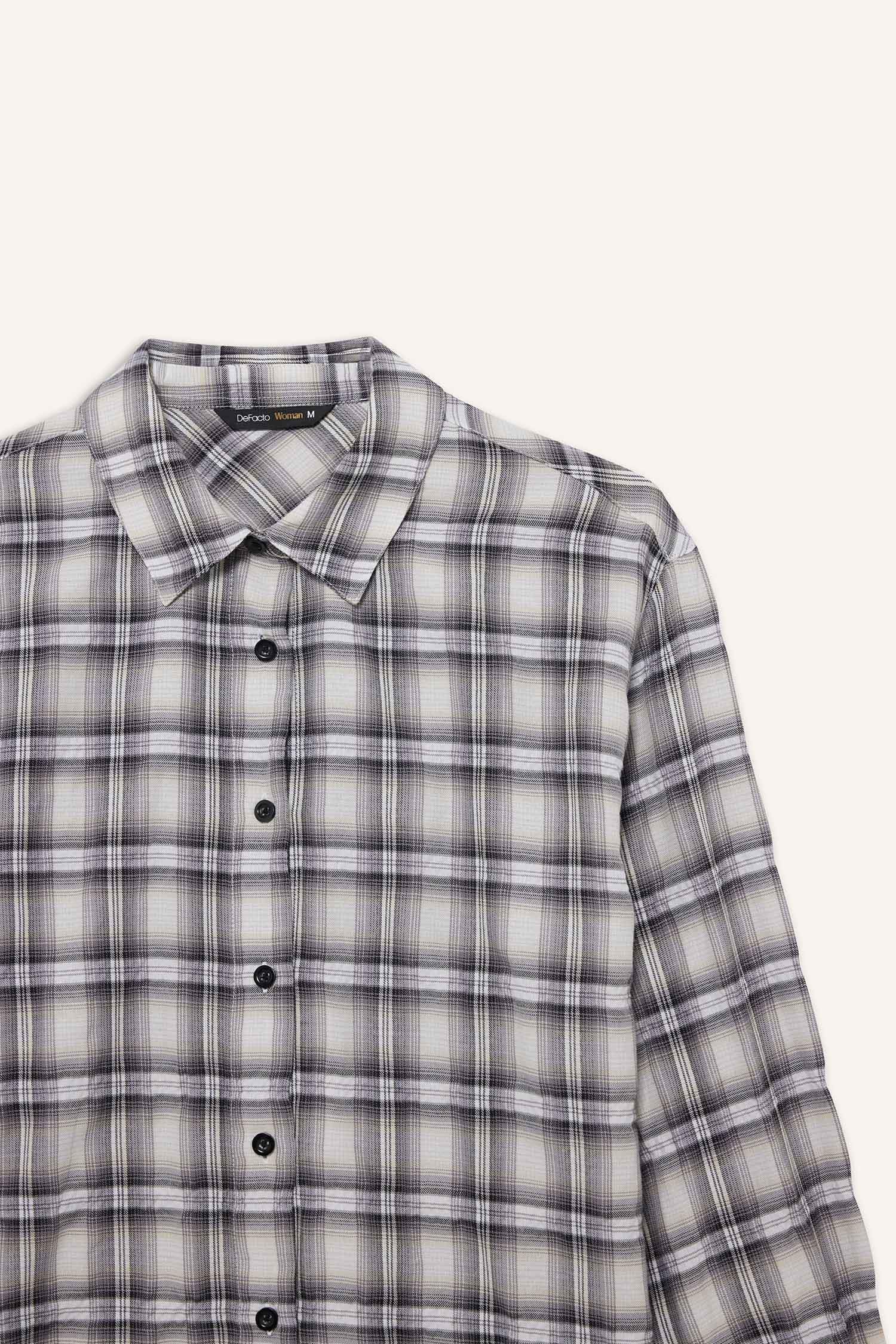 قميص كم طويل اوفر سايز بياقة قميص