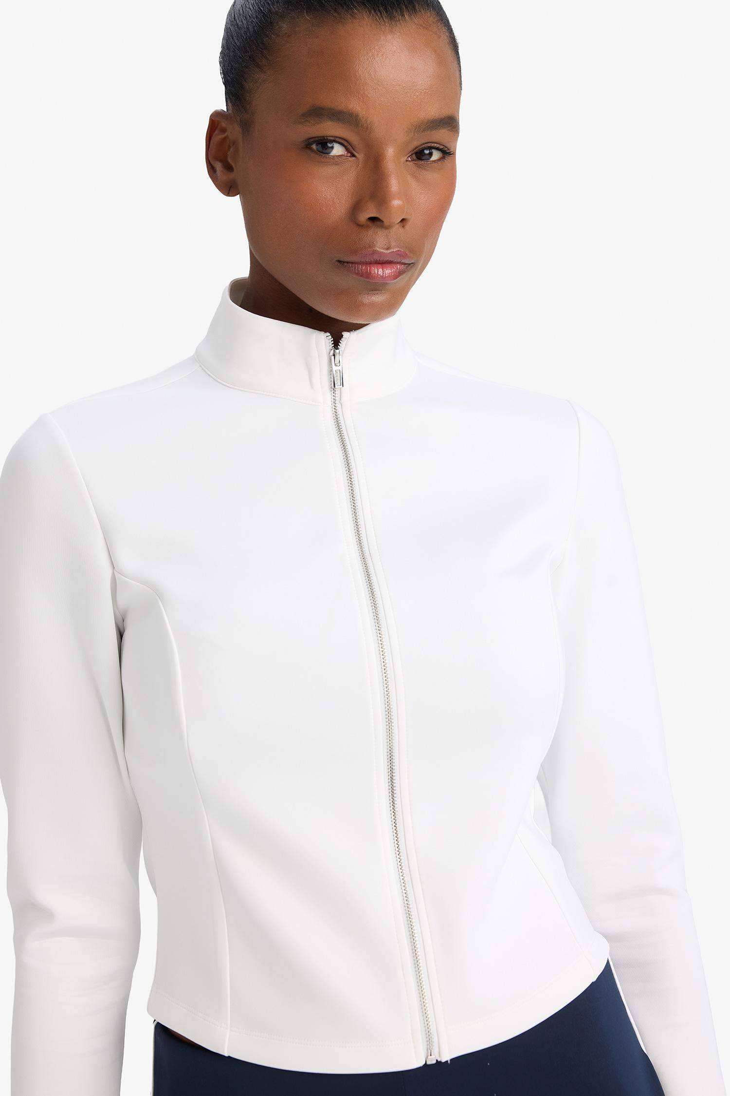 Standart Fit тік жағалы скуба матасынан тігілген кардиган