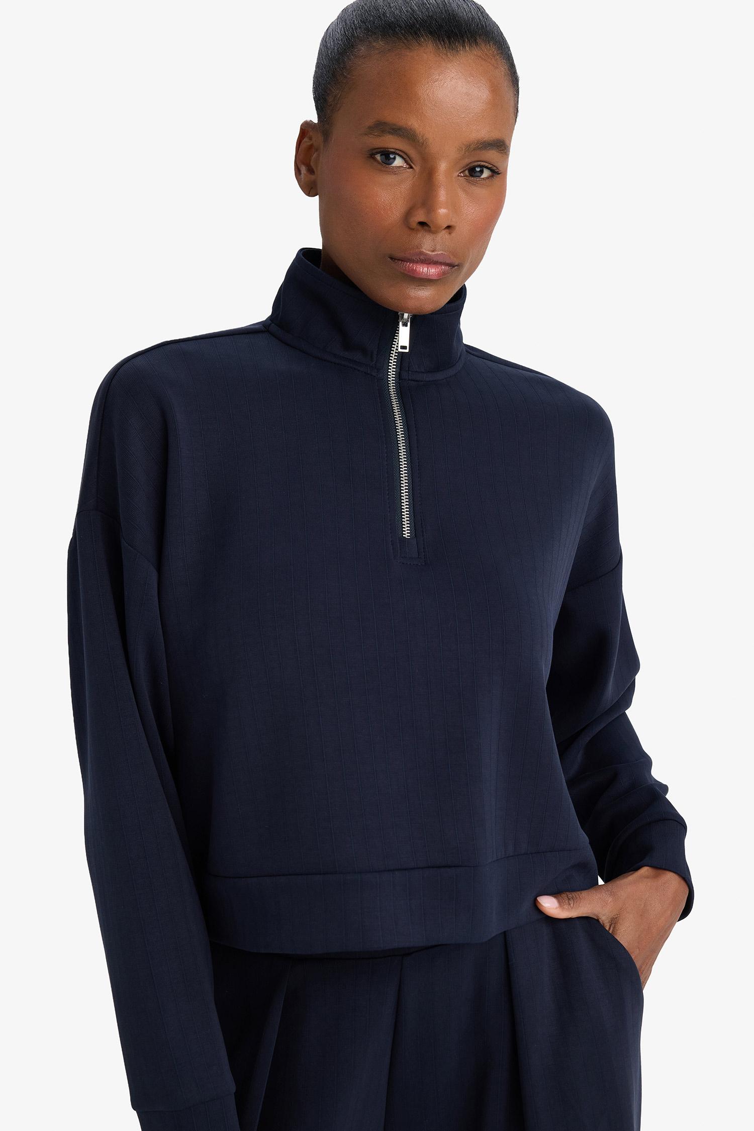 DeFacto Ultra Yumuşak Dik Yaka Modal Sporcu Sweatshirt görsel 4