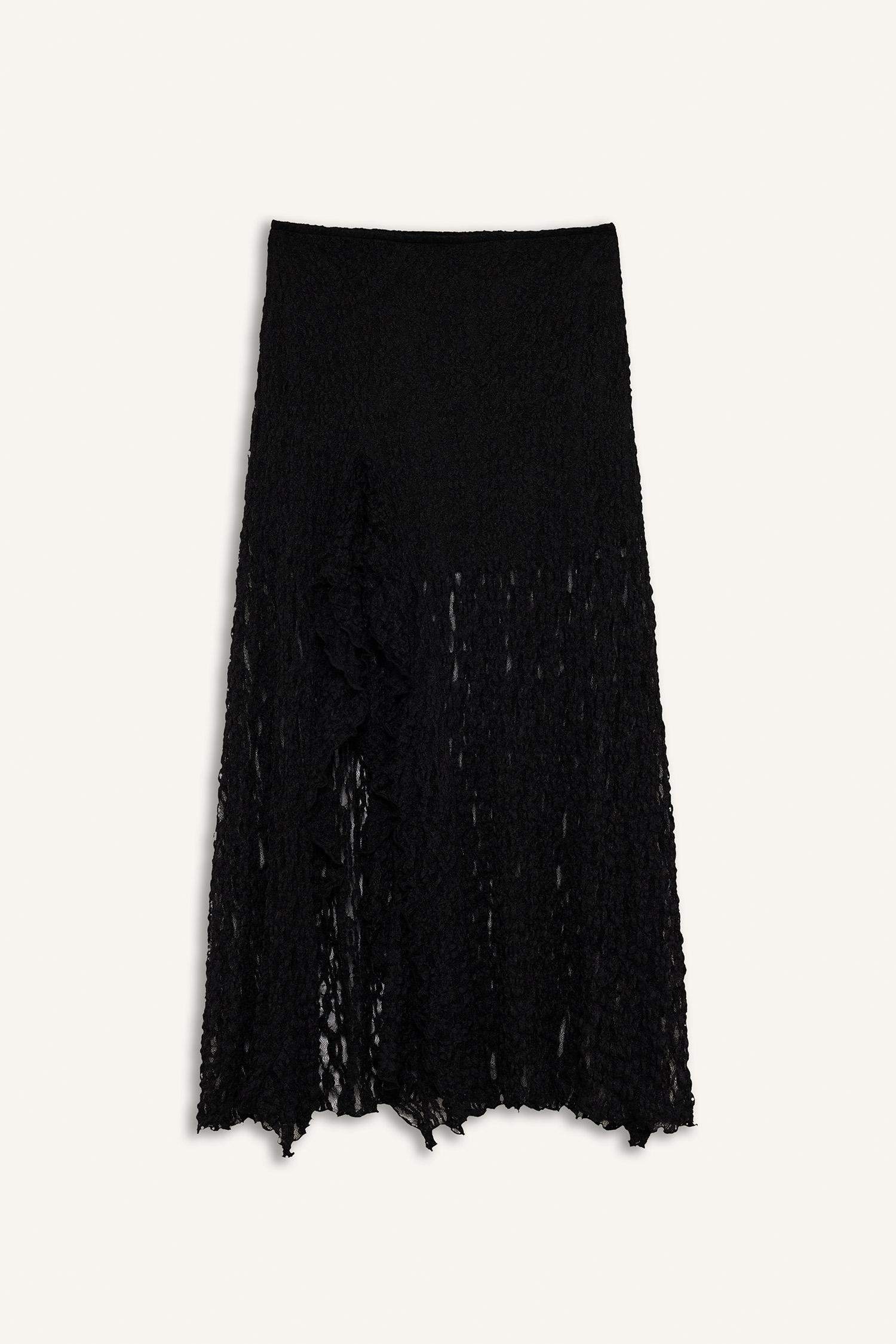 A Line Lace High Waist Maxi Knitted Skirt