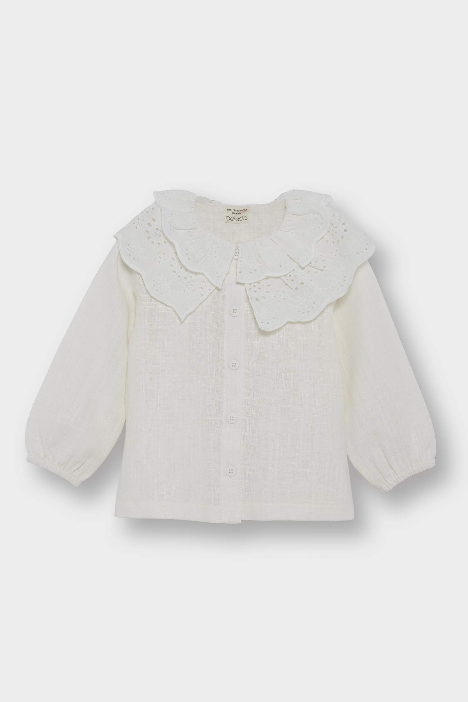 Chemise en sergé à col claudine et manches longues pour bébé fille