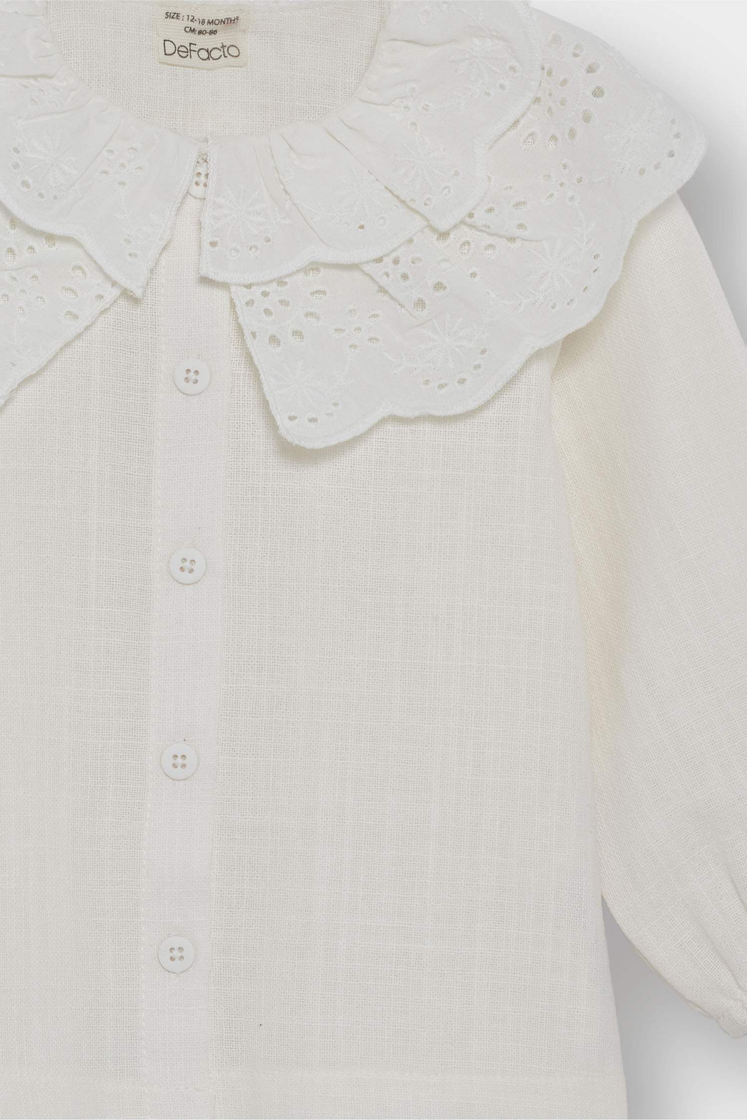 Chemise en sergé à col claudine et manches longues pour bébé fille