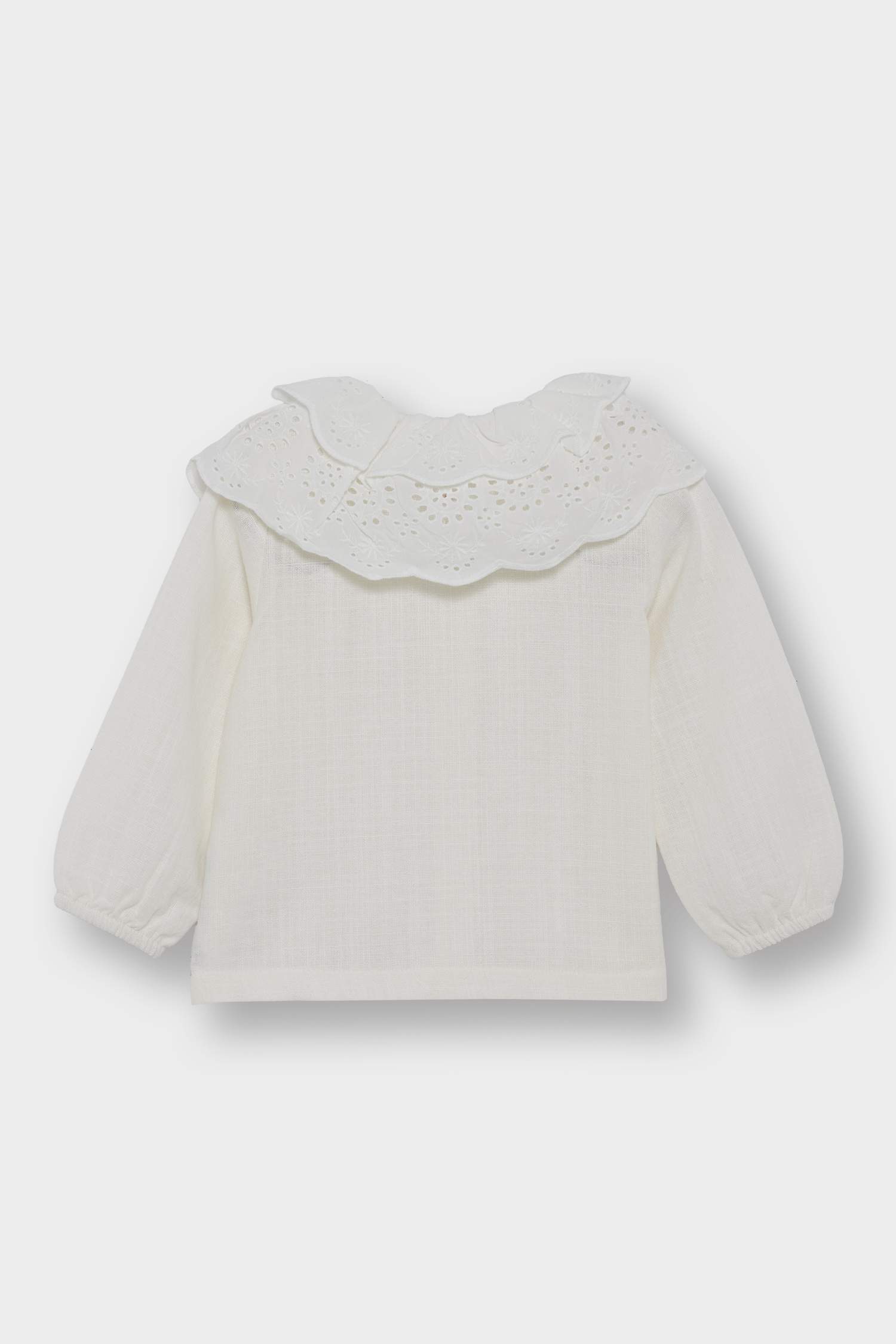 Chemise en sergé à col claudine et manches longues pour bébé fille