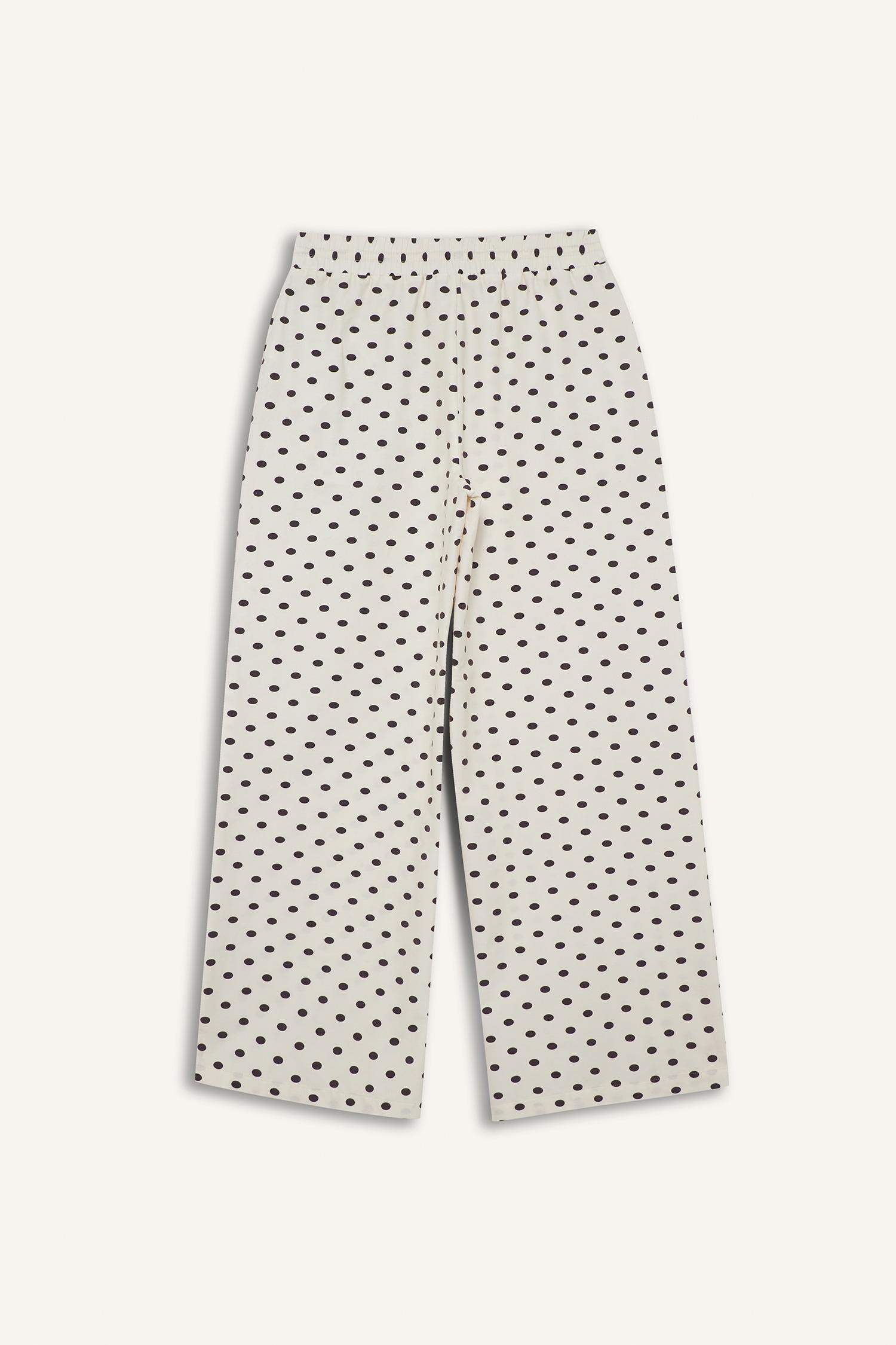 Straight Fit Çift Cepli Yüksek Bel Puantiyeli Pantolon