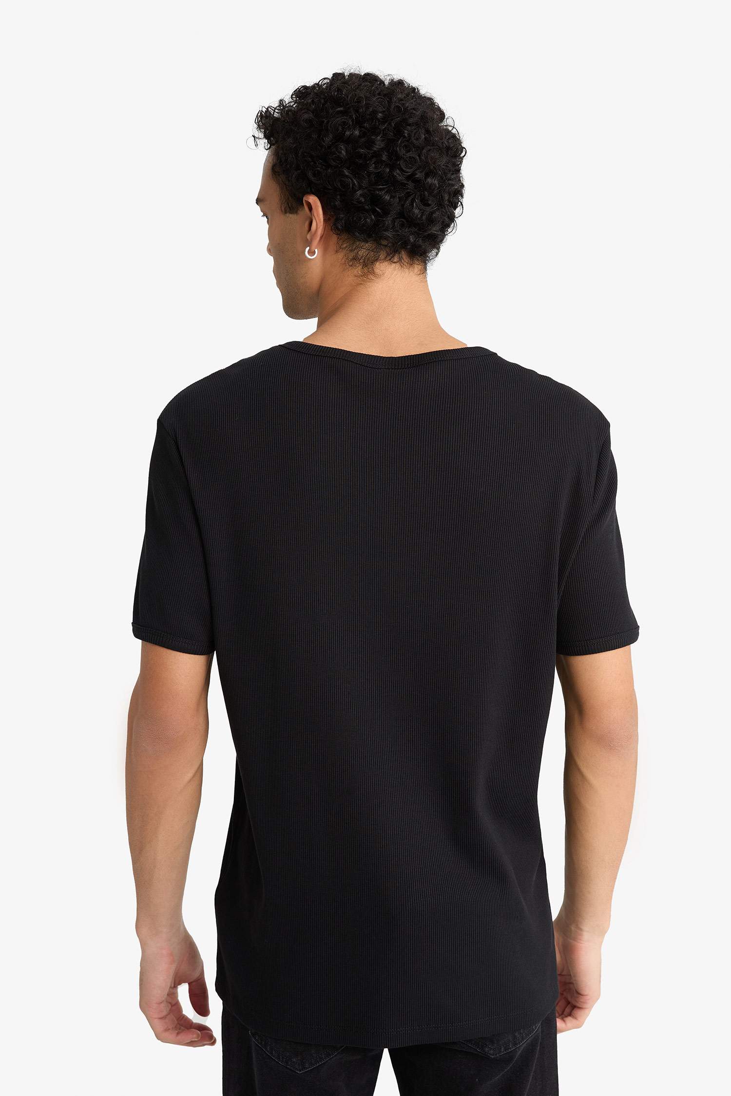 Slim Fit Crew Neck Ribana Short Sleeve T-Shirt