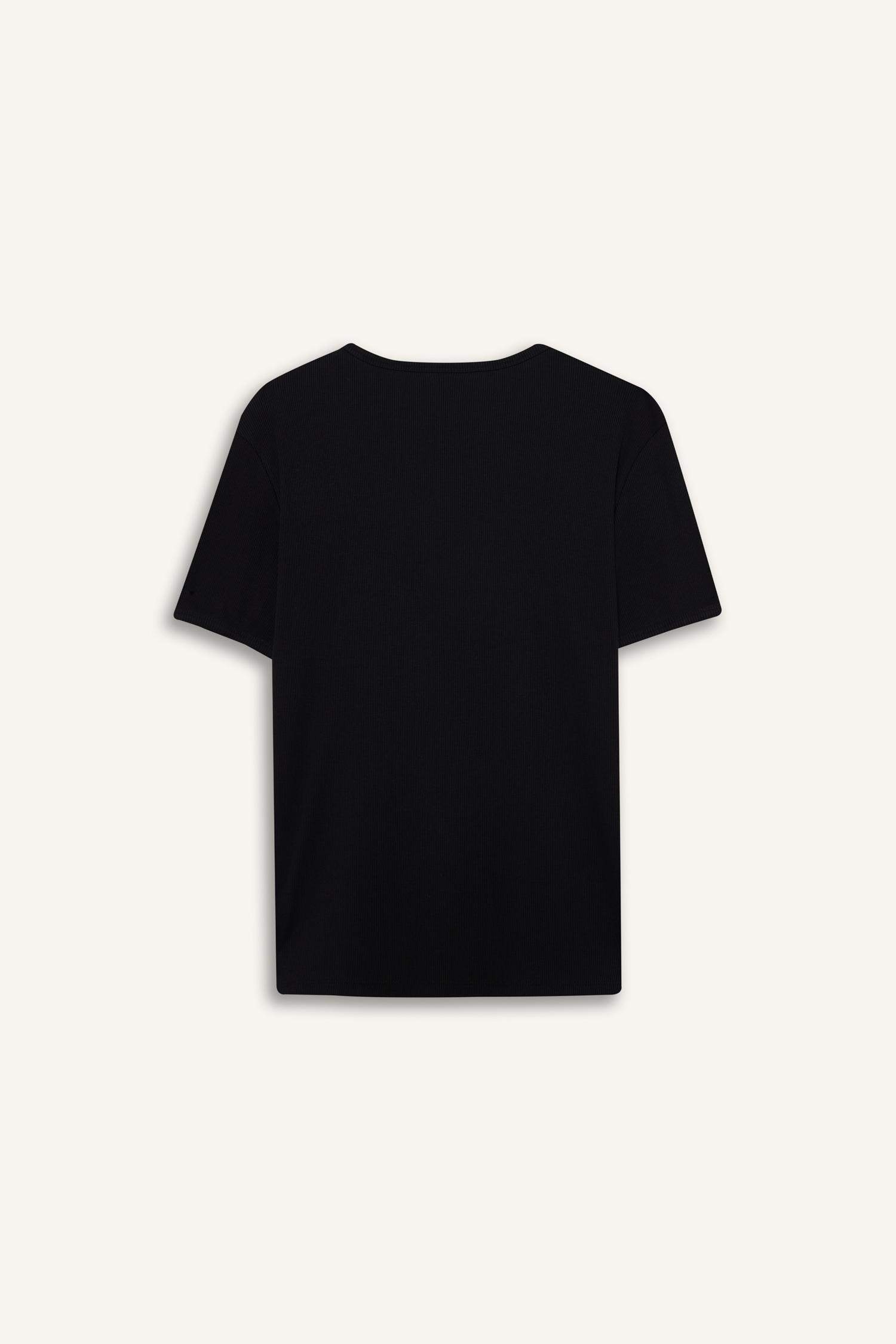 Slim Fit Crew Neck Ribana Short Sleeve T-Shirt