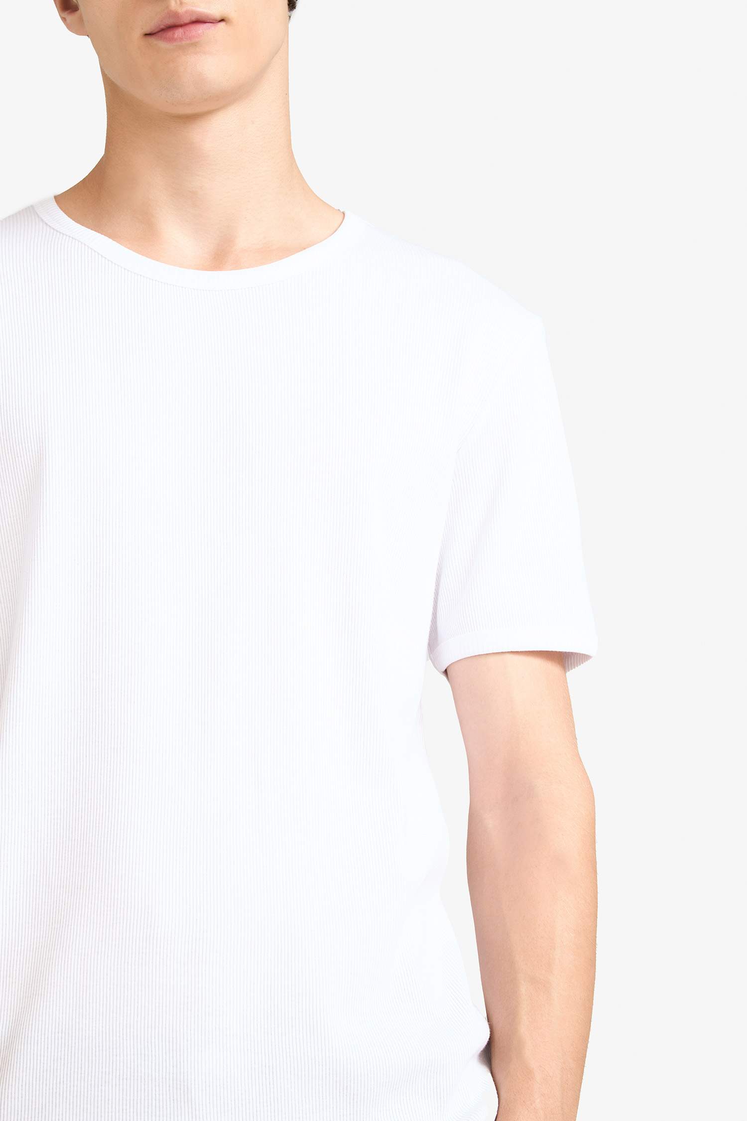 Slim Fit Dar Kesim Bisiklet Yaka Ribana Kısa Kollu Tişört