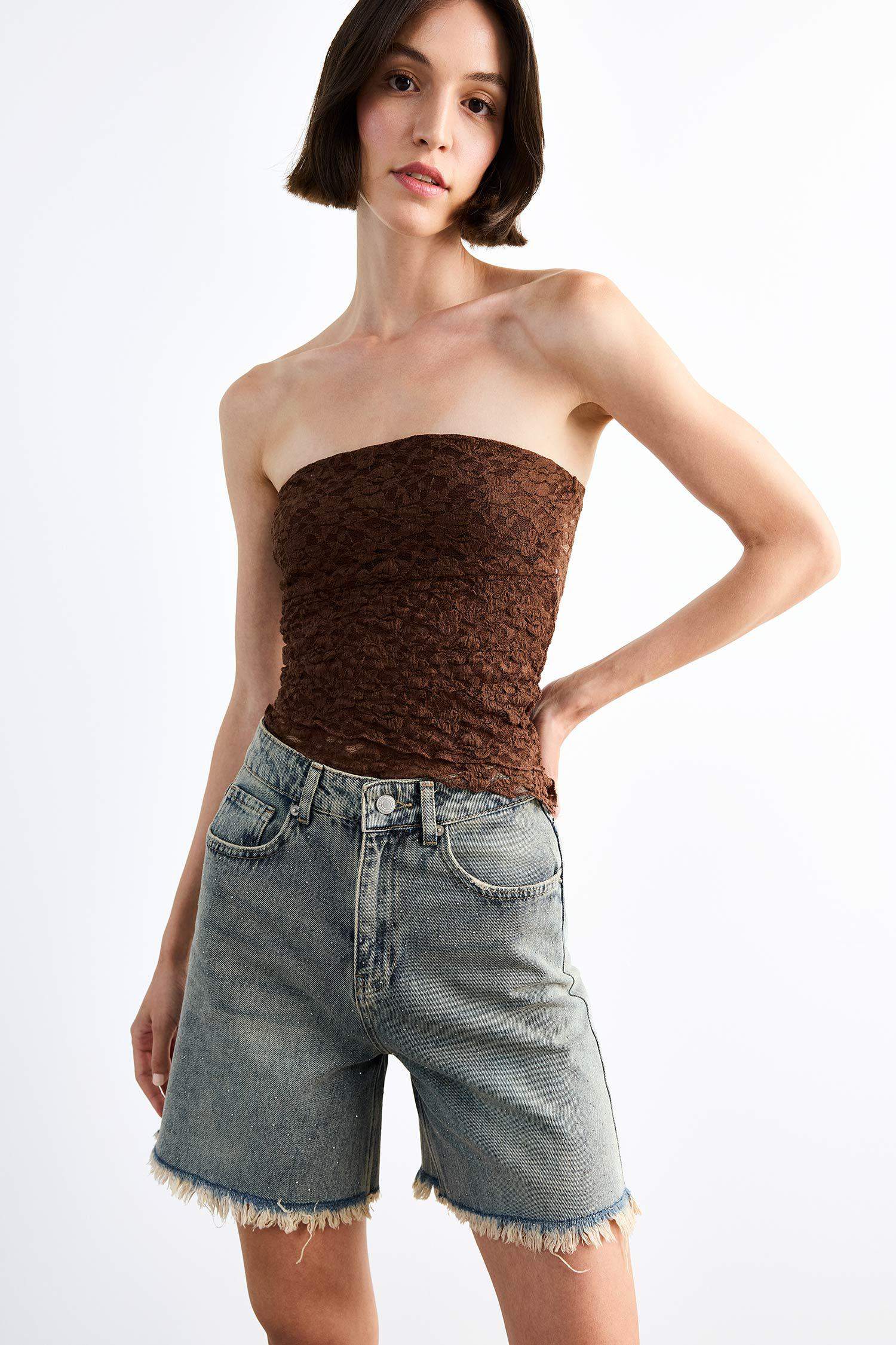 Regular Fit Jean Şort