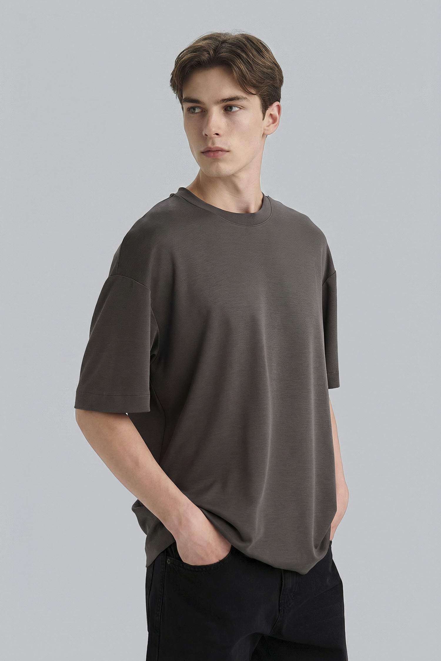 Antrasit Erkek Premium Boxy Fit Tişört 3375198 | DeFacto