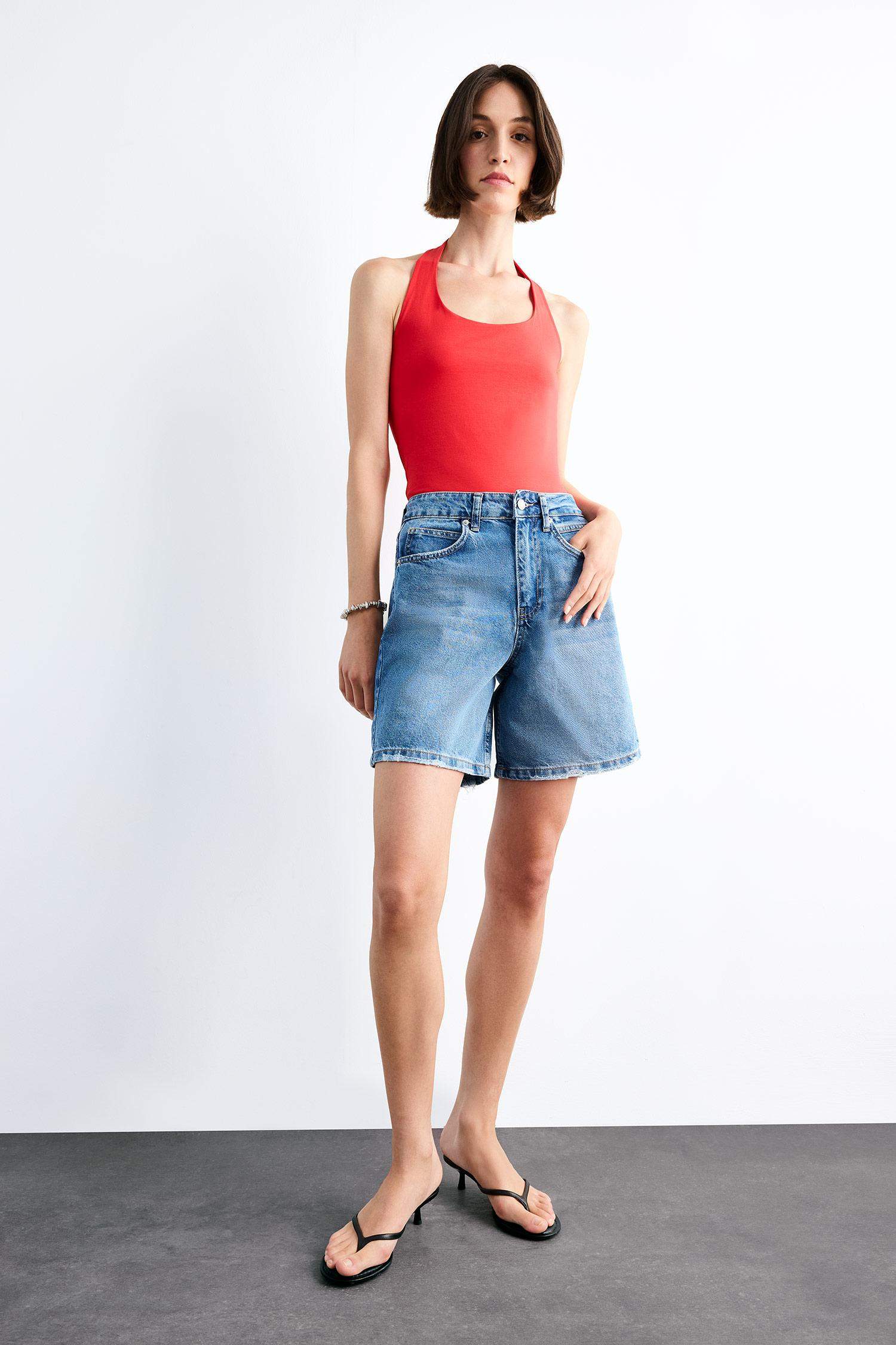 Regular Fit Denim Shorts