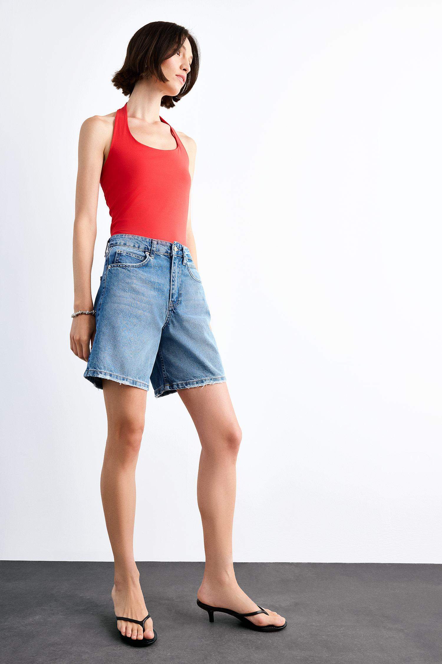Regular Fit Denim Shorts