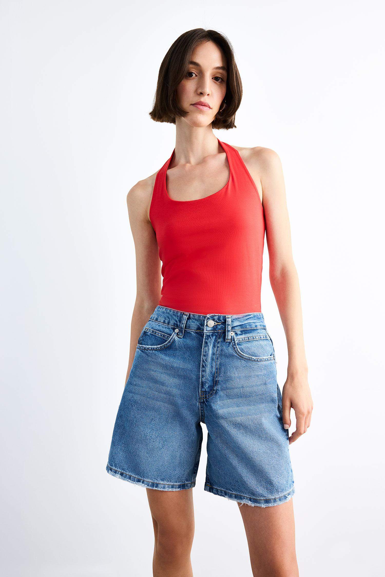 Regular Fit Denim Shorts