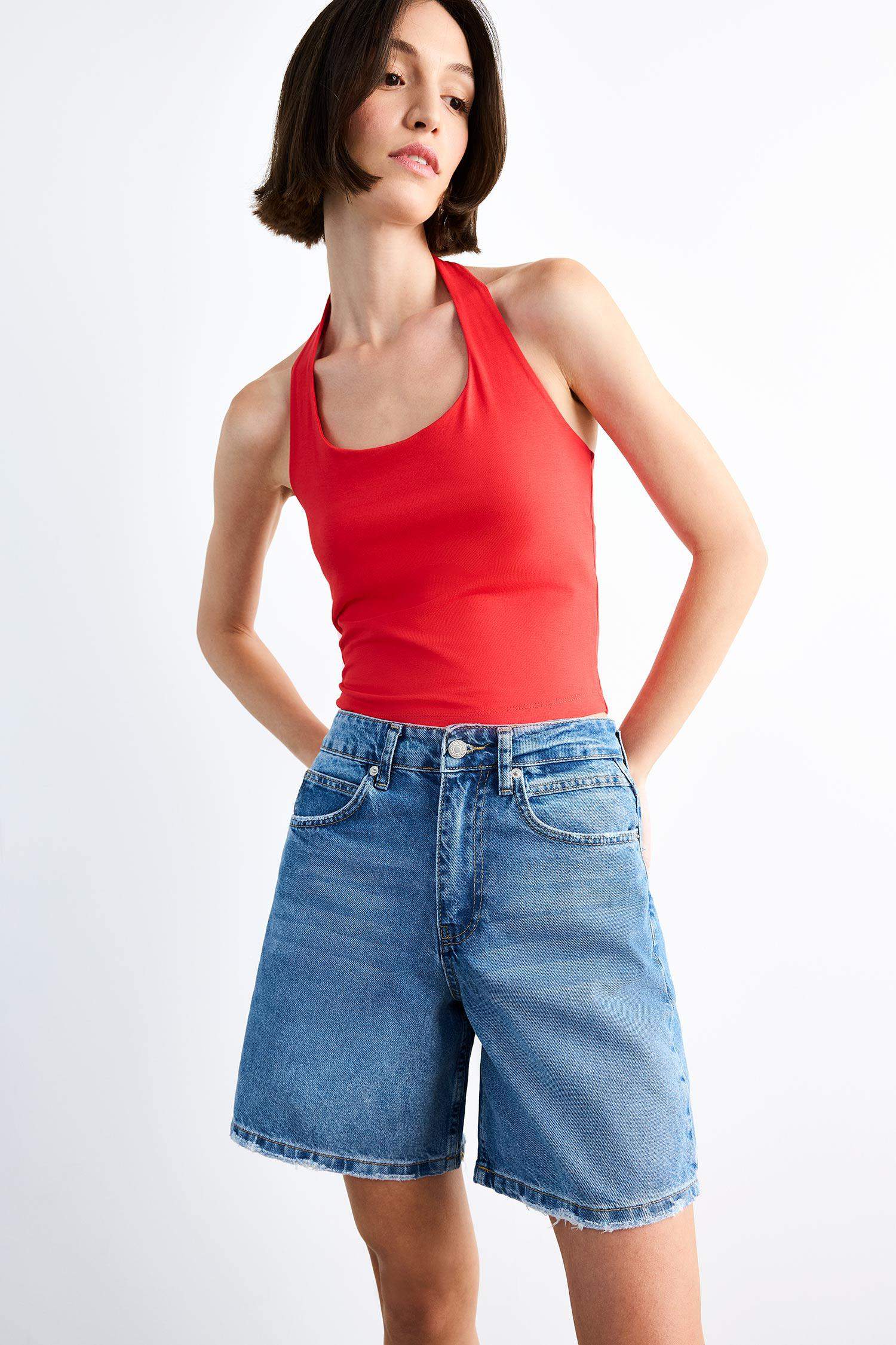 Regular Fit Denim Shorts