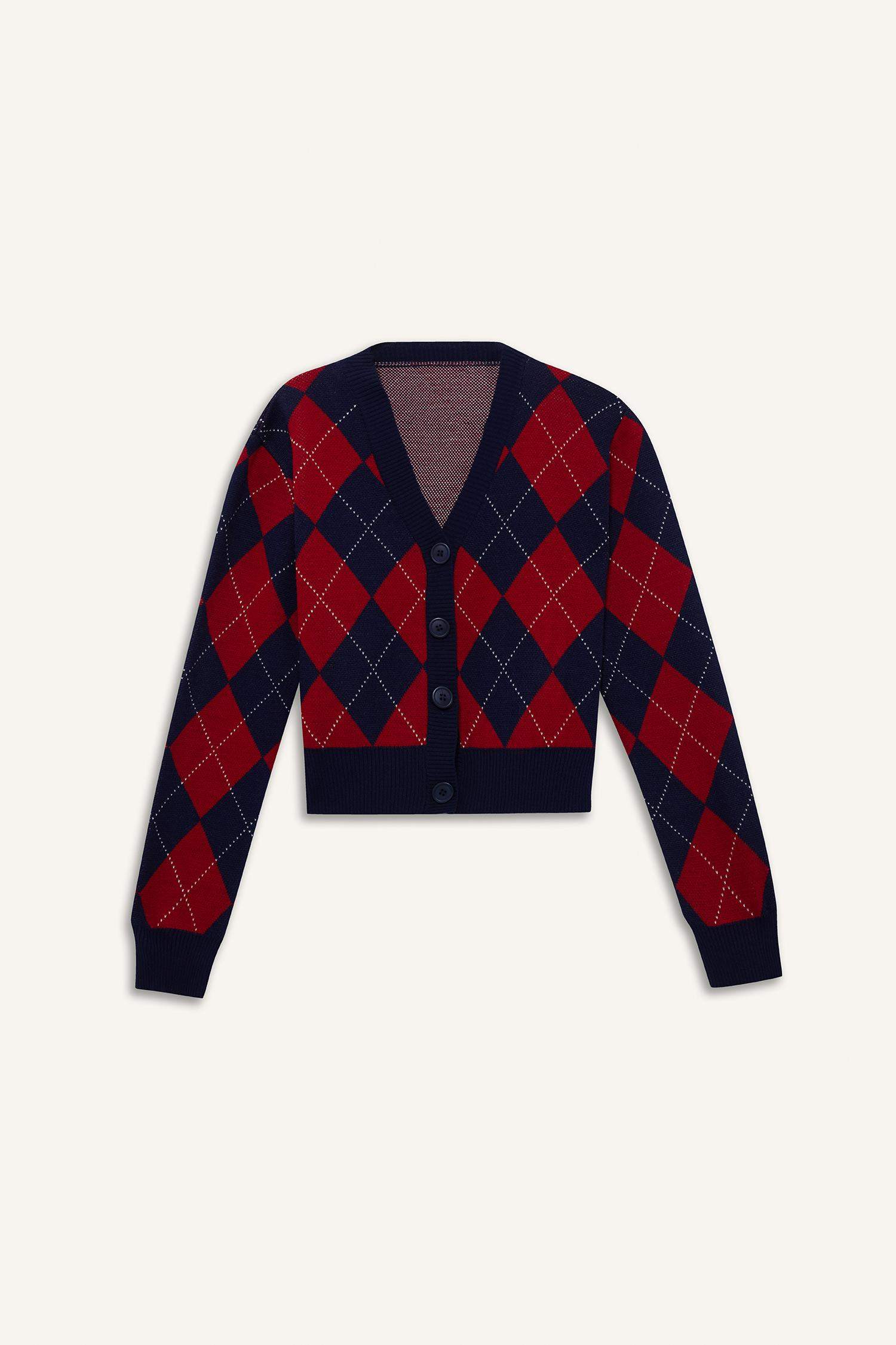 Slim Fit V-Neck Printed Buttoned Cardigan