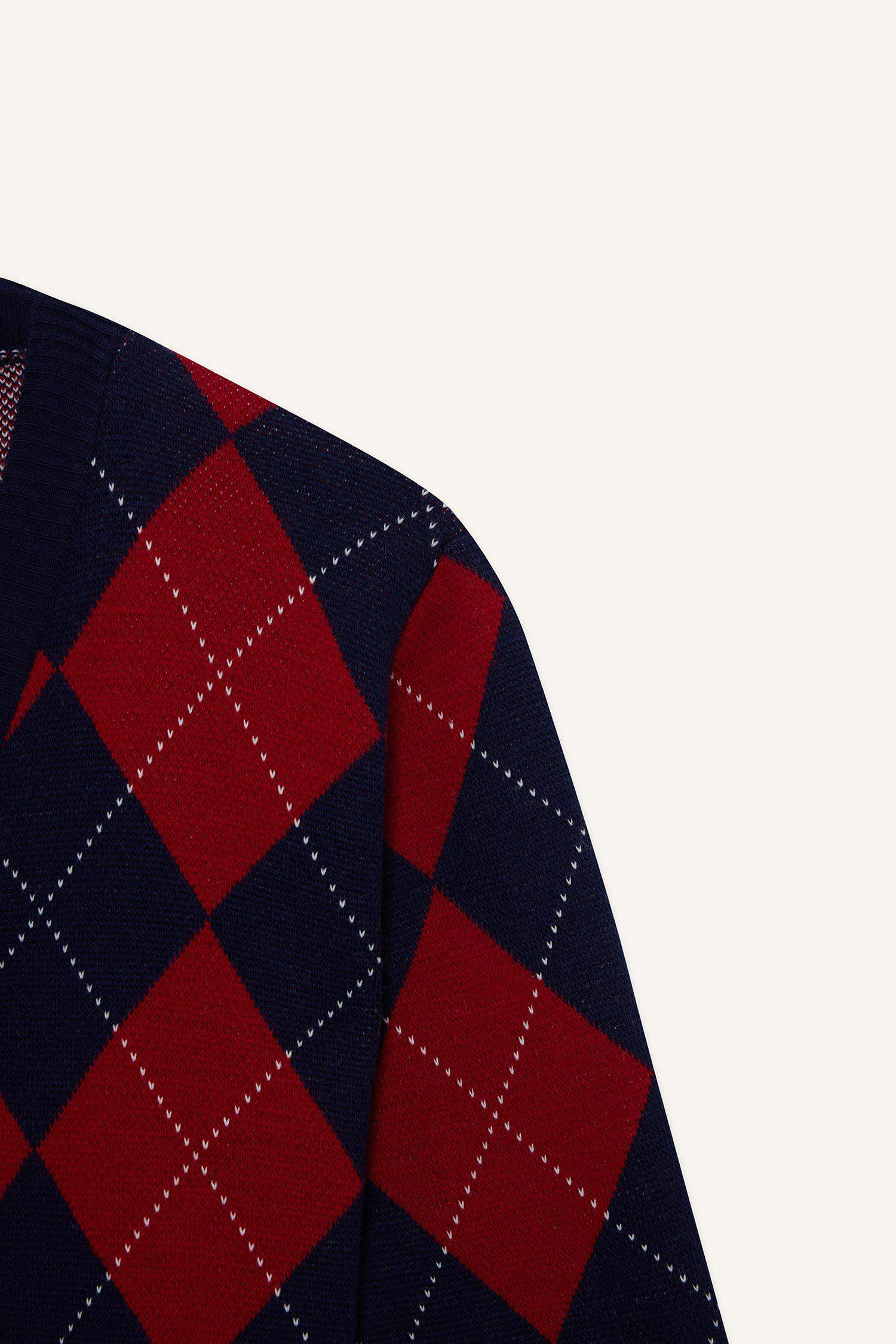 Slim Fit V-Neck Printed Buttoned Cardigan