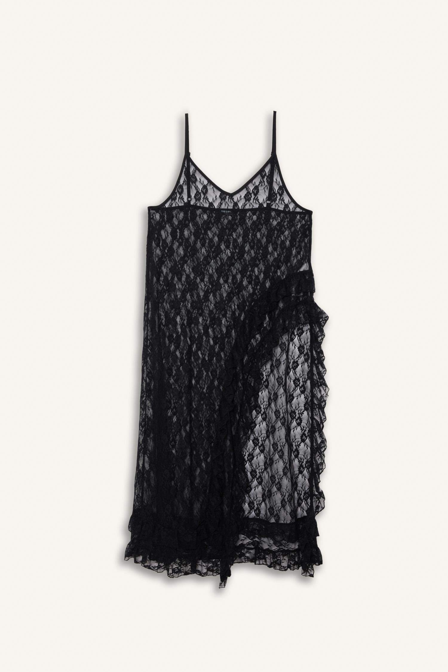 Robe maxi en dentelle à bretelles et col V Coupe trapèze