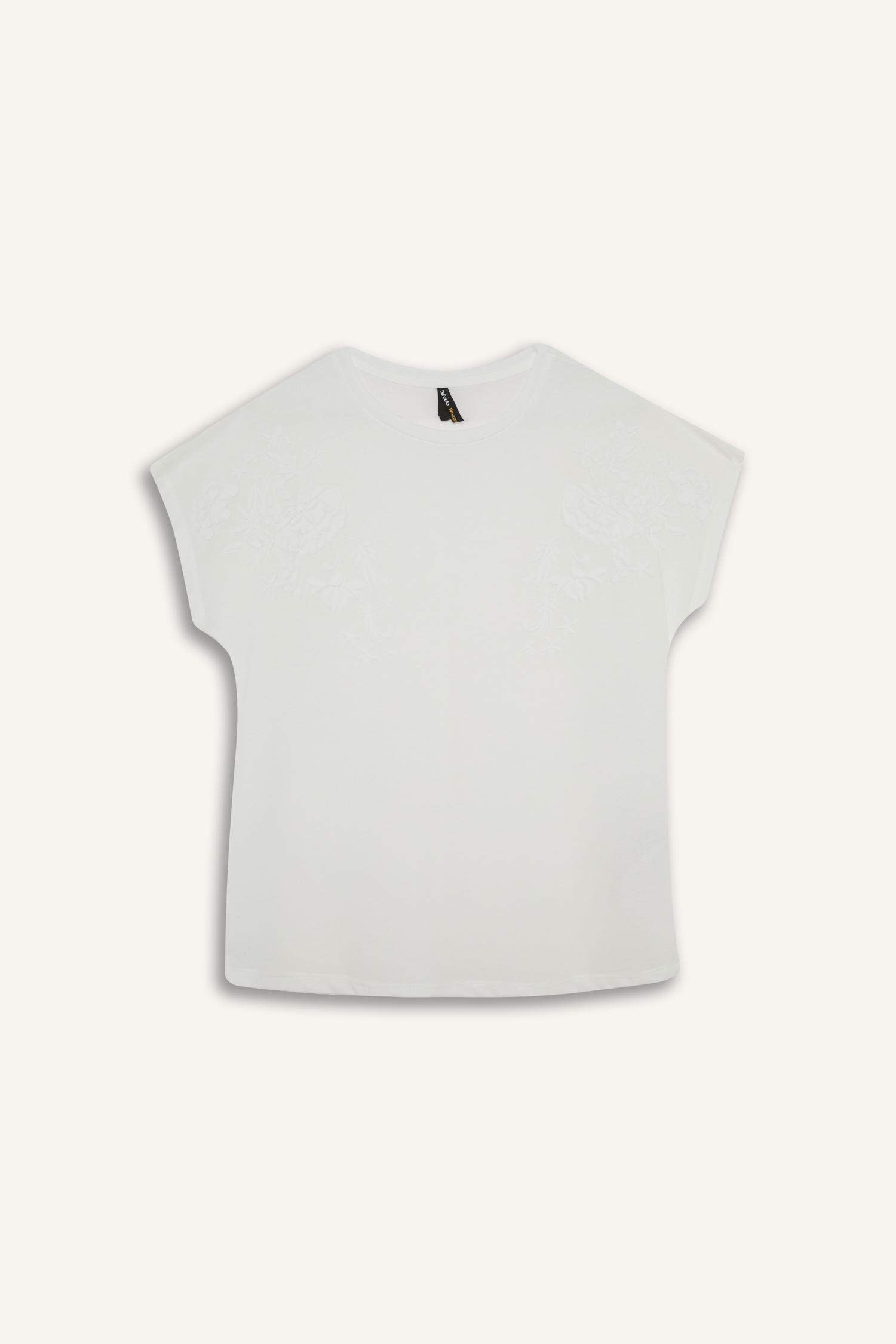 Bisiklet Yaka Puf Baskılı Kısa Kollu Tişört