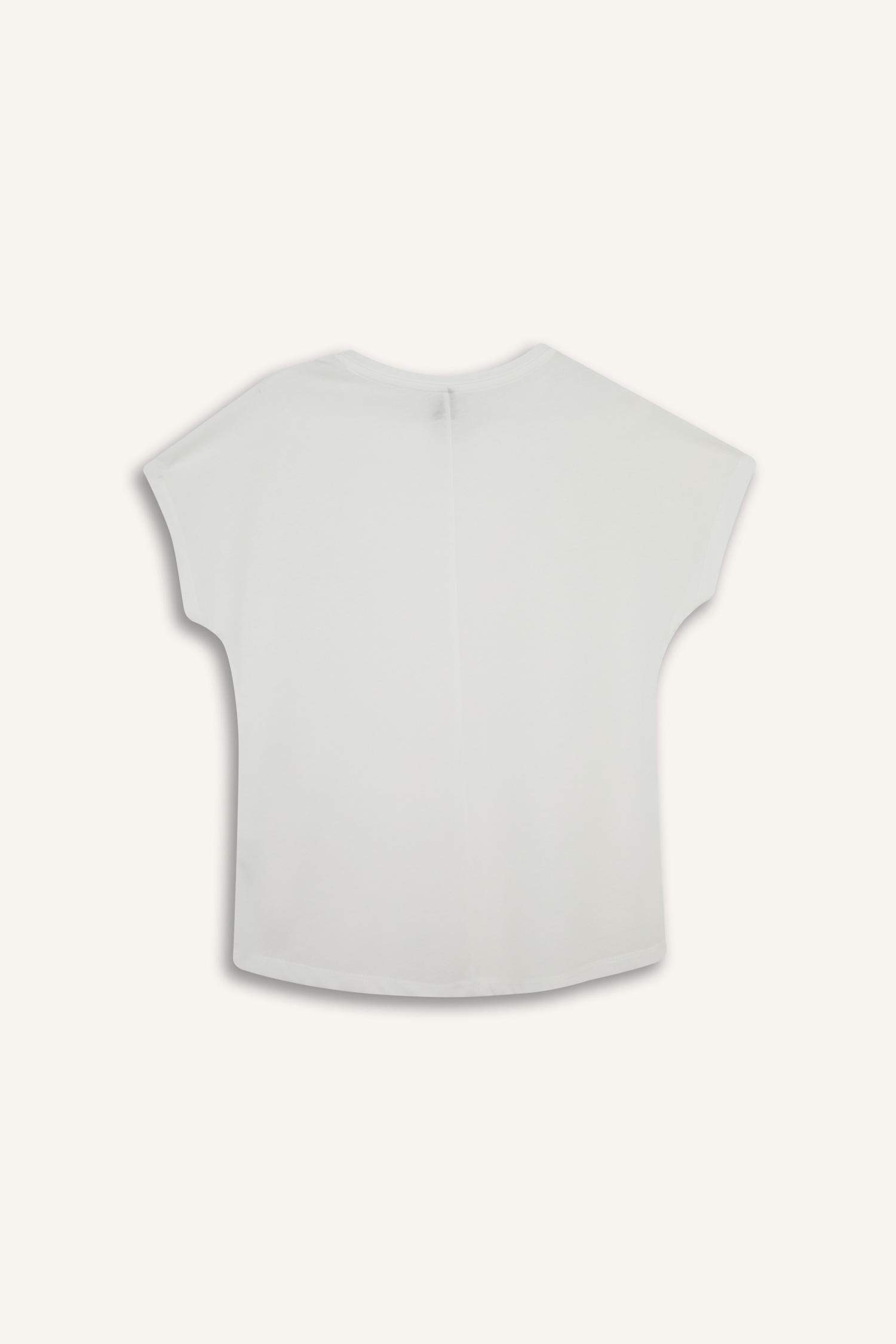 Bisiklet Yaka Puf Baskılı Kısa Kollu Tişört