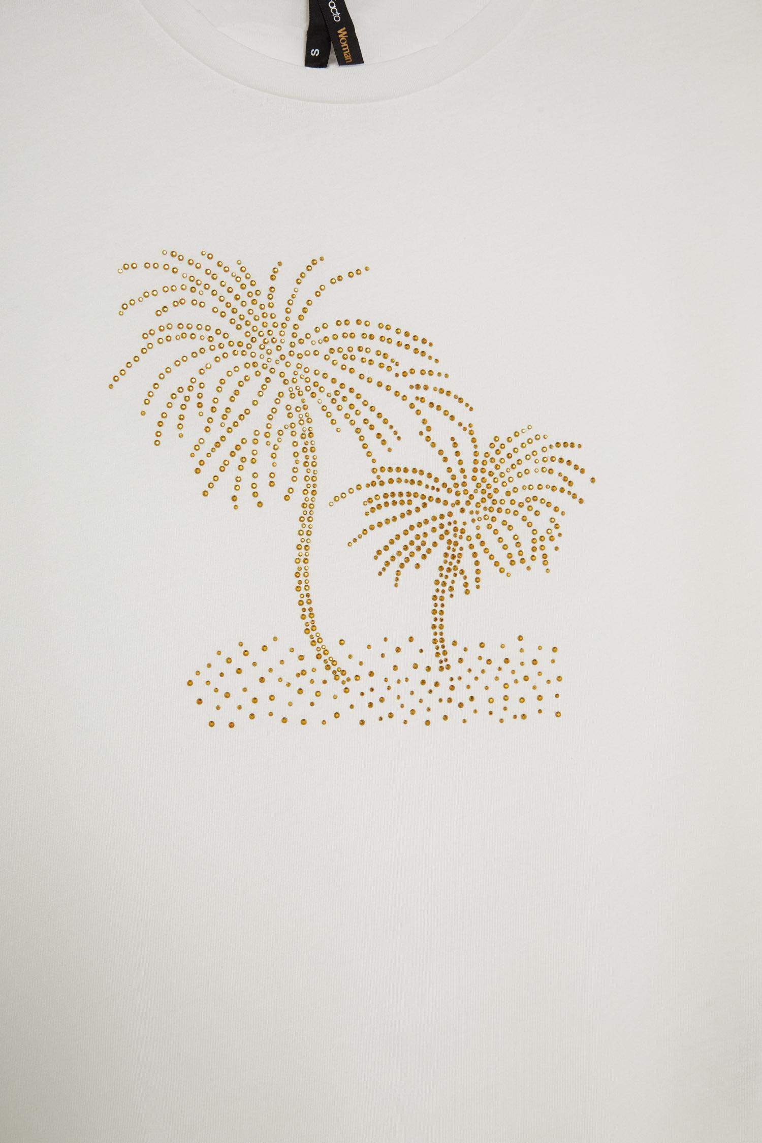 Bisiklet Yaka Taş Baskılı Kısa Kollu Tişört