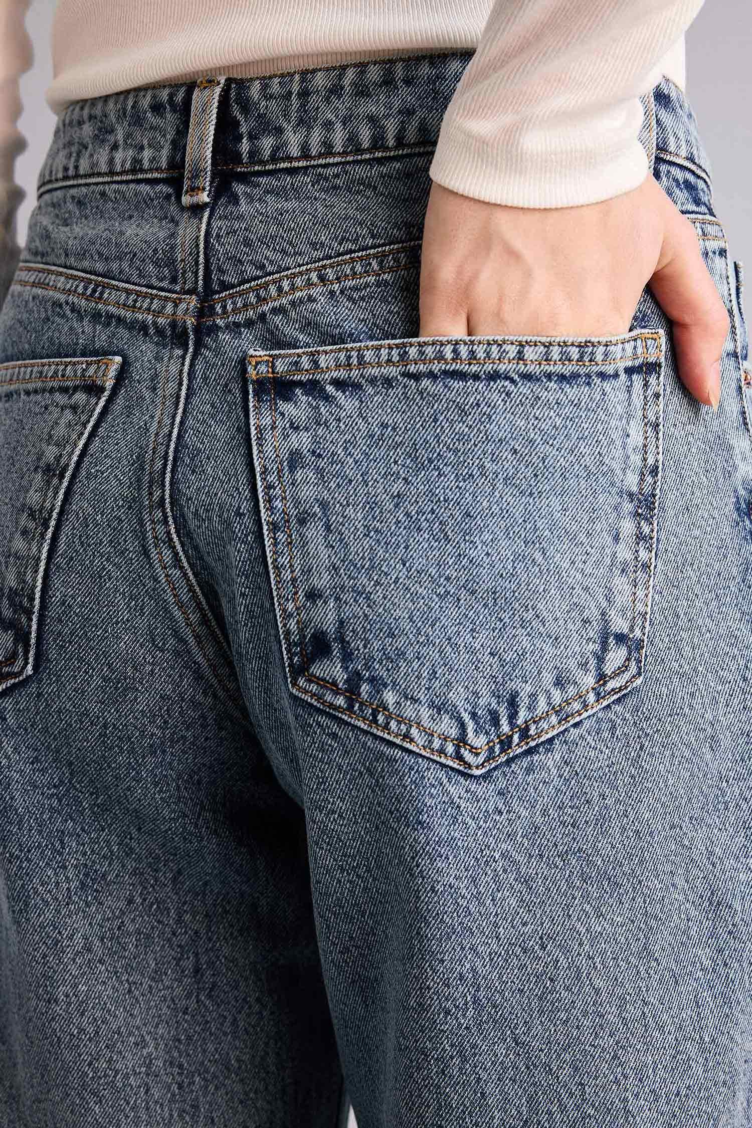 Straıght Wıde Yüksek Bel Geniş Paça Uzun Jean Pantolon